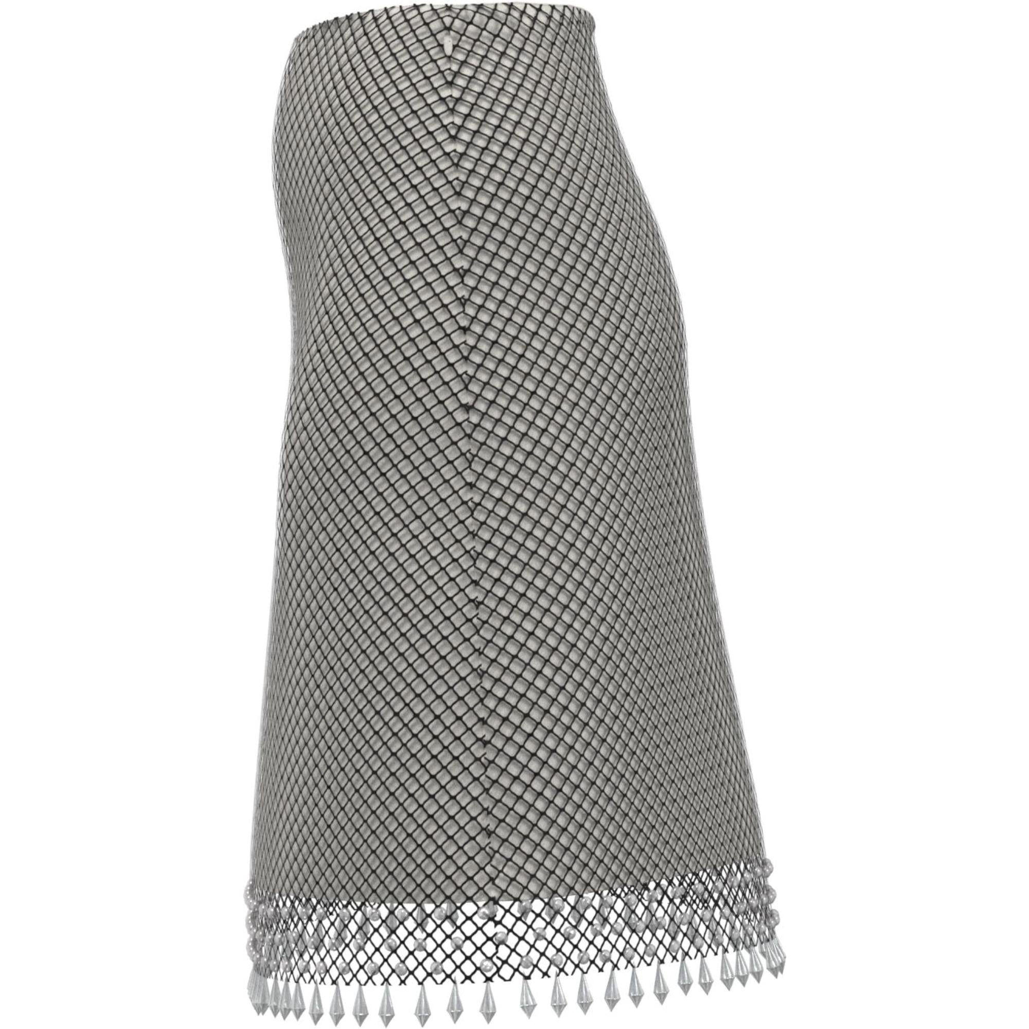 크리스털 임벨리시드 피시넷 미니 스커트