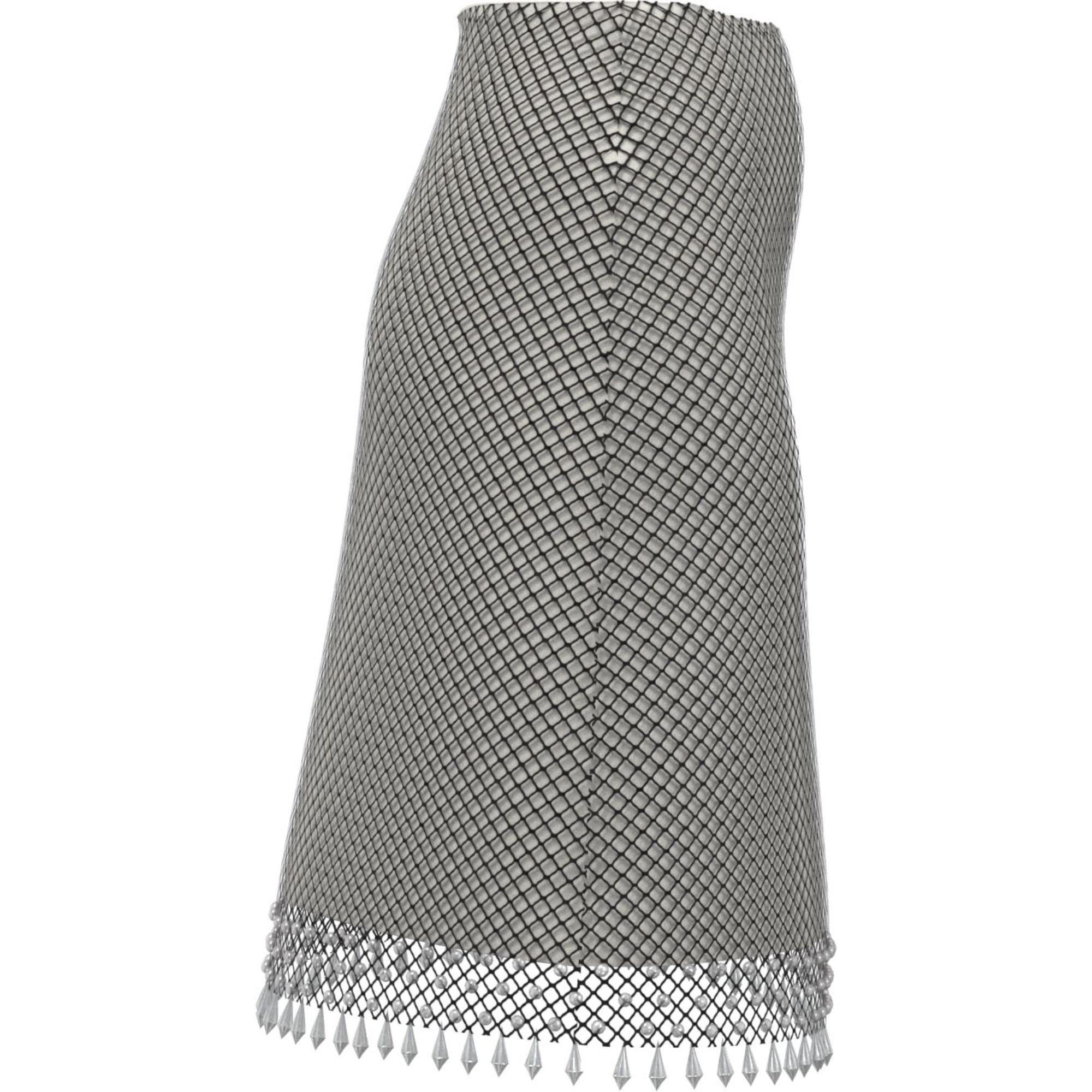 크리스털 임벨리시드 피시넷 미니 스커트