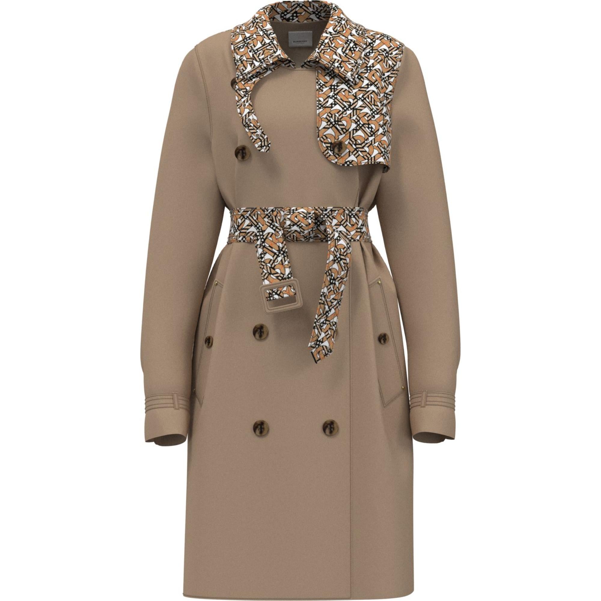 모노그램 프린트 디테일 코튼 개버딘 트렌치코트