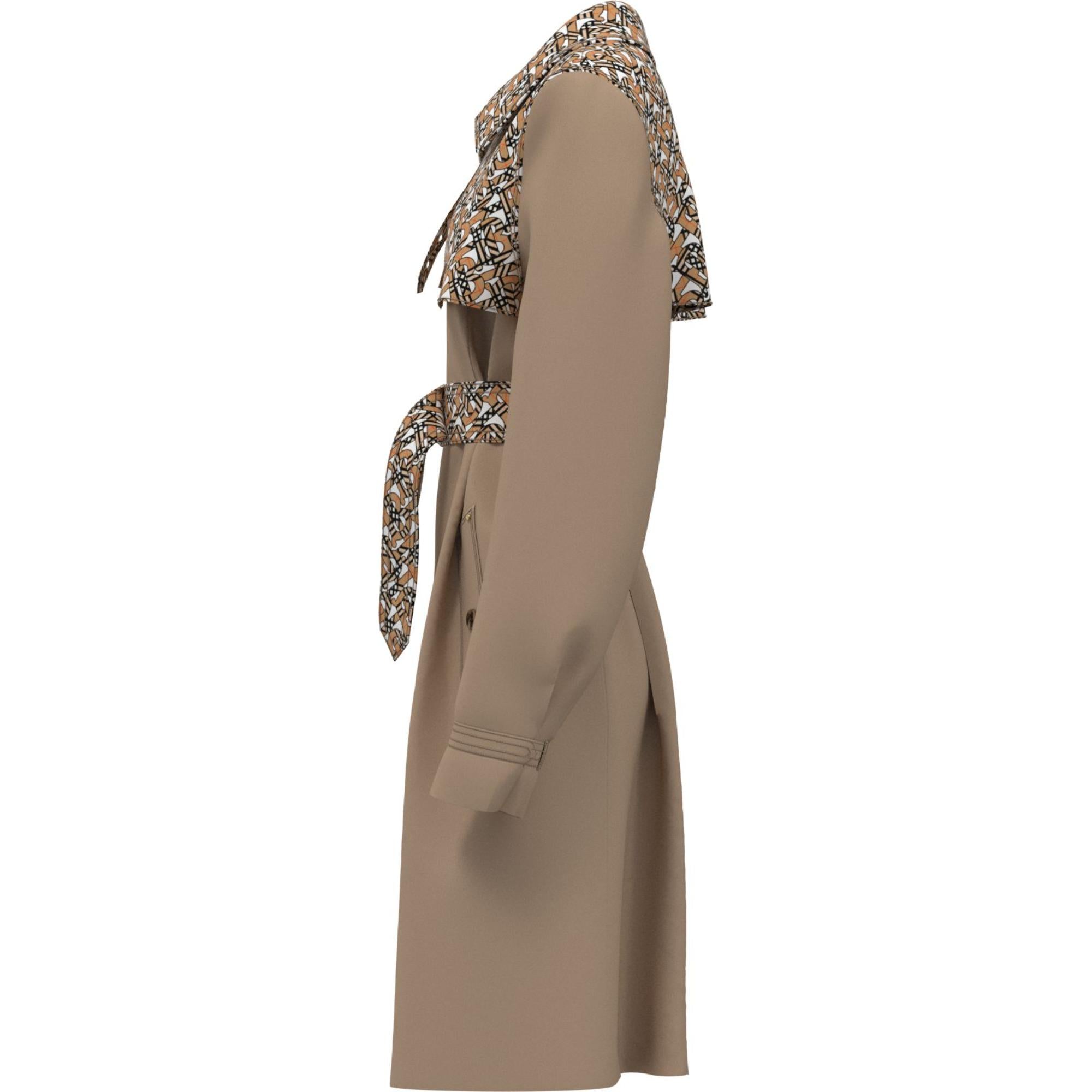 모노그램 프린트 디테일 코튼 개버딘 트렌치코트