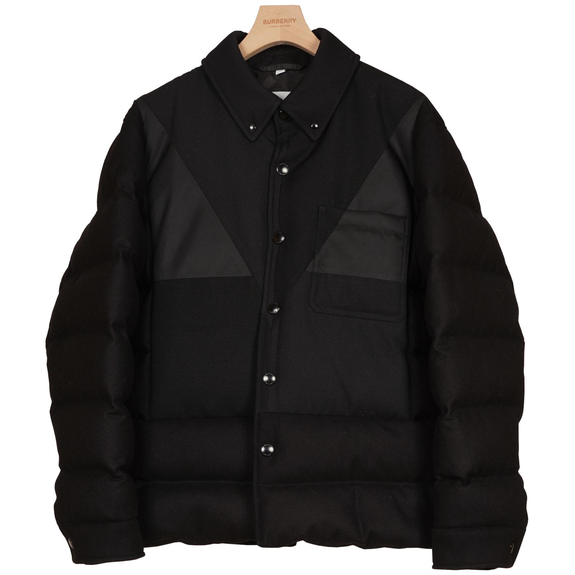 지오메트릭 패널 울 캐시미어 나일론 오버셔츠