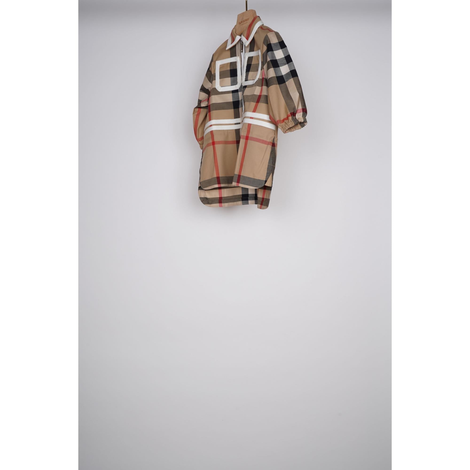 롱 슬리브 체크 스트레치 코튼 드레스