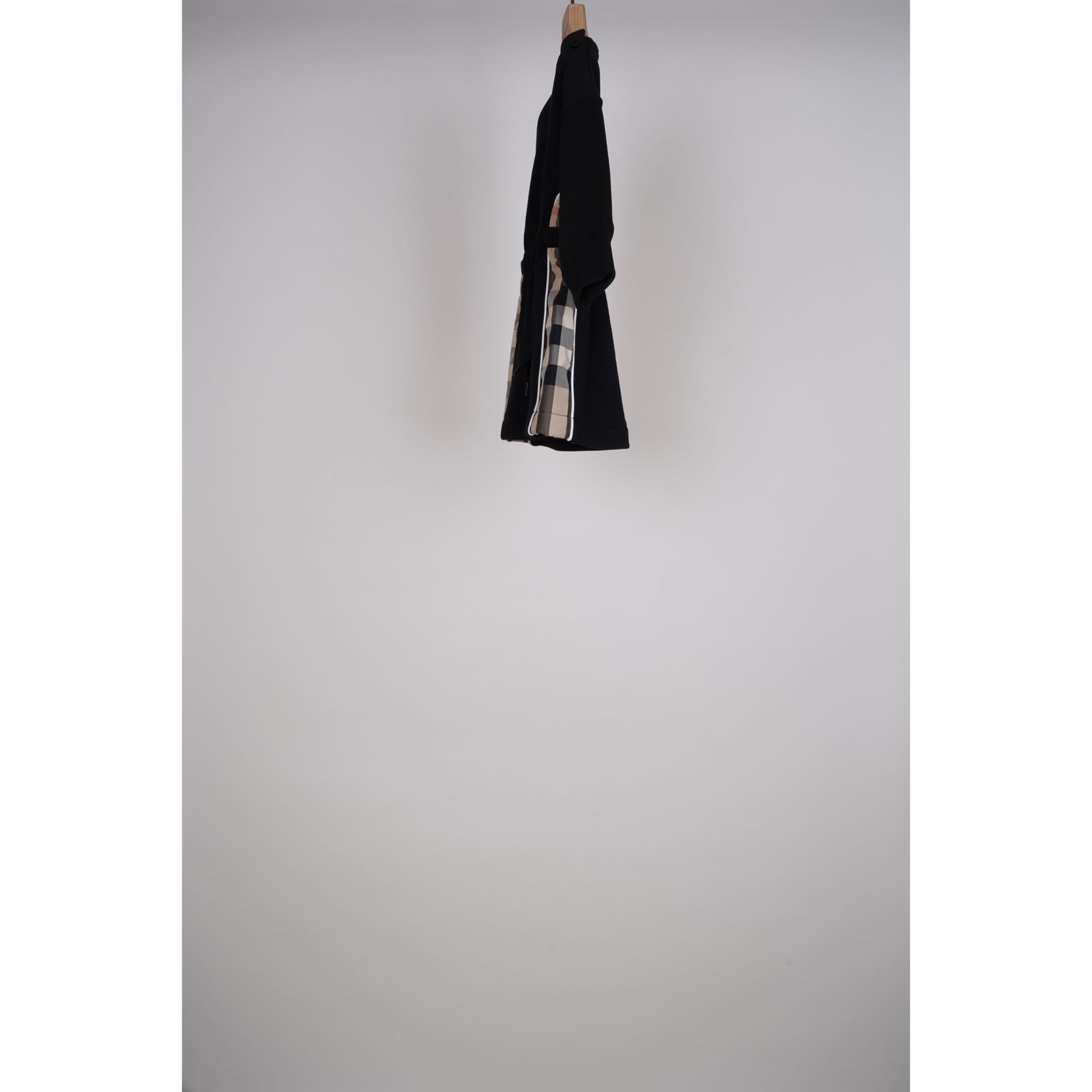 롱 슬리브 체크 패널 코튼 드레스