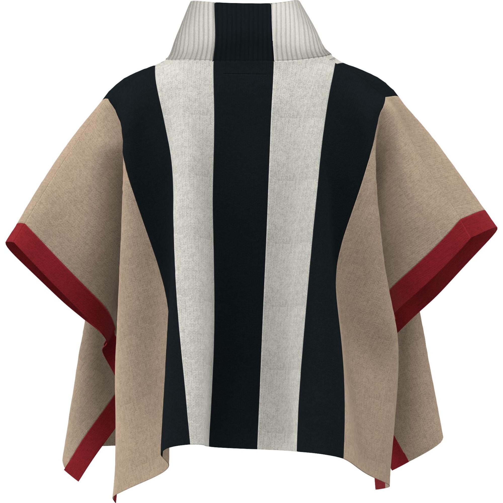 스트라이프 울 지퍼 프런트 케이프