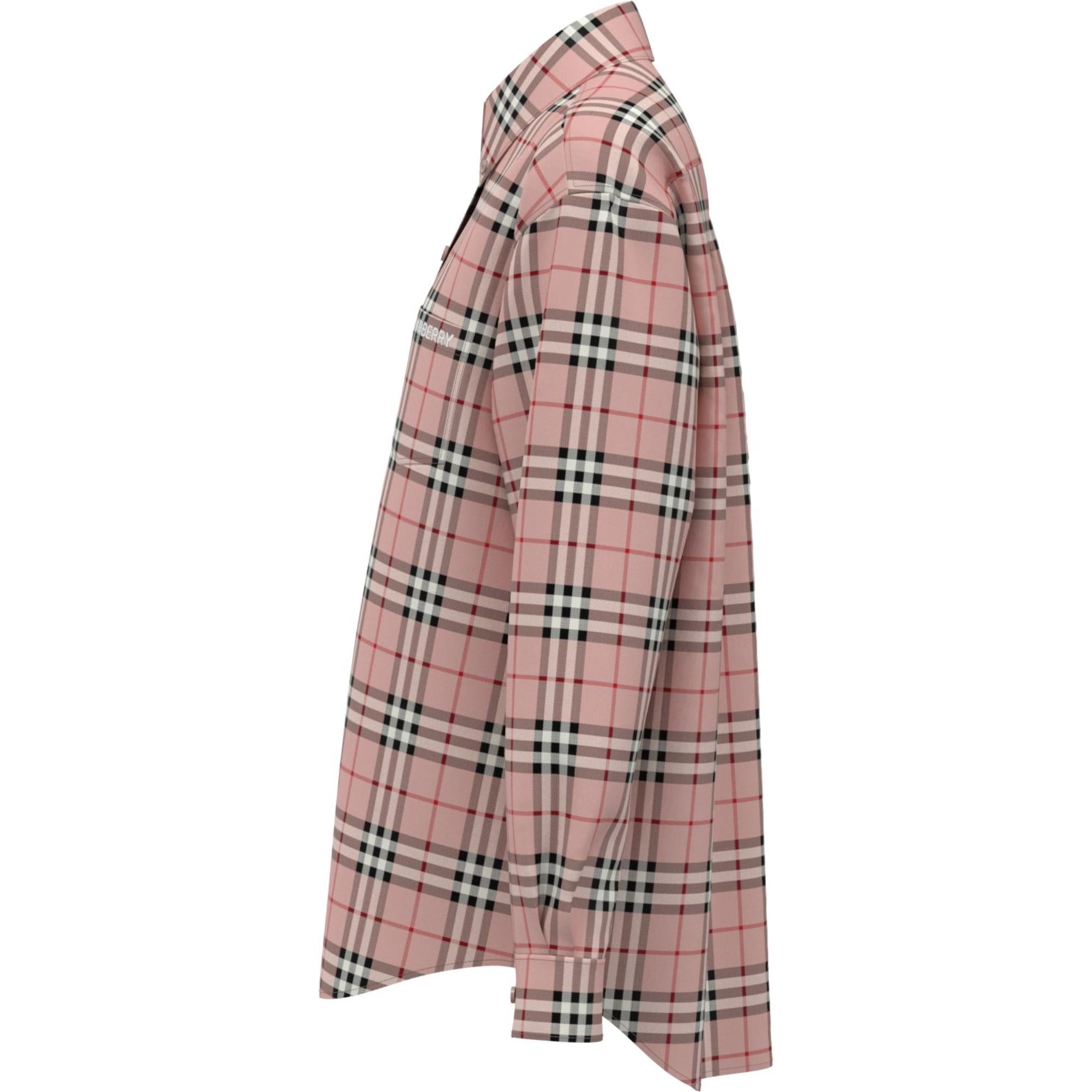 엠브로이더리 로고 체크 코튼 오버사이즈 셔츠