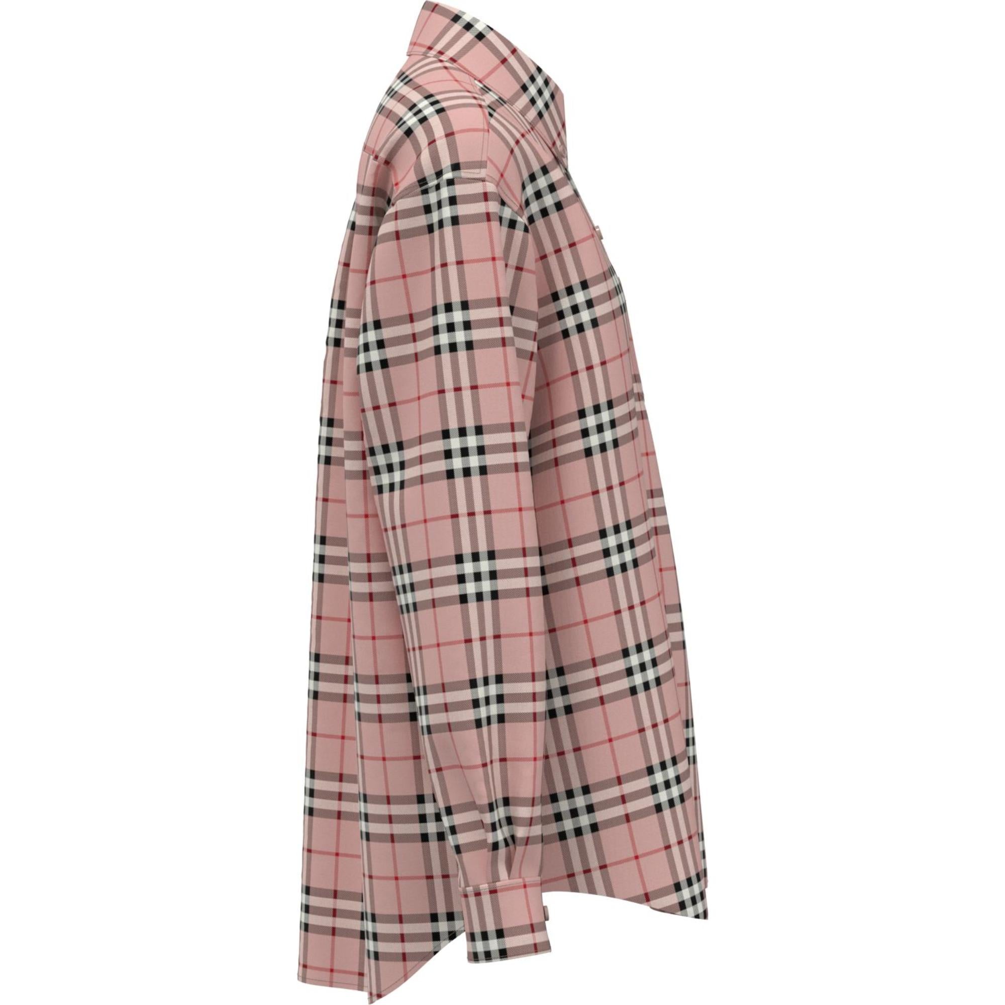 엠브로이더리 로고 체크 코튼 오버사이즈 셔츠