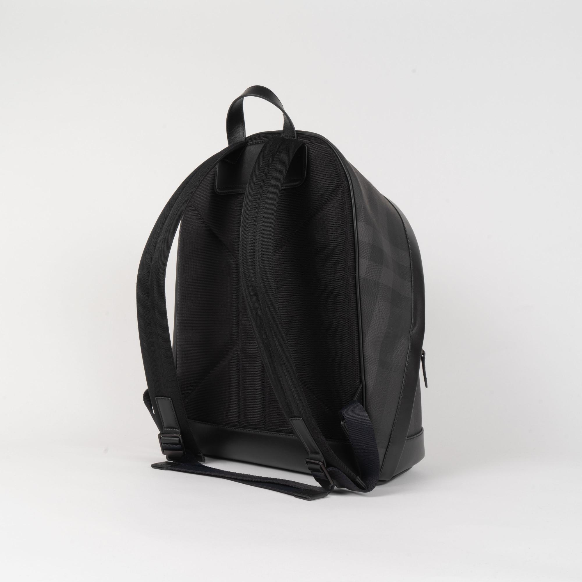 차콜 체크 레더 백팩