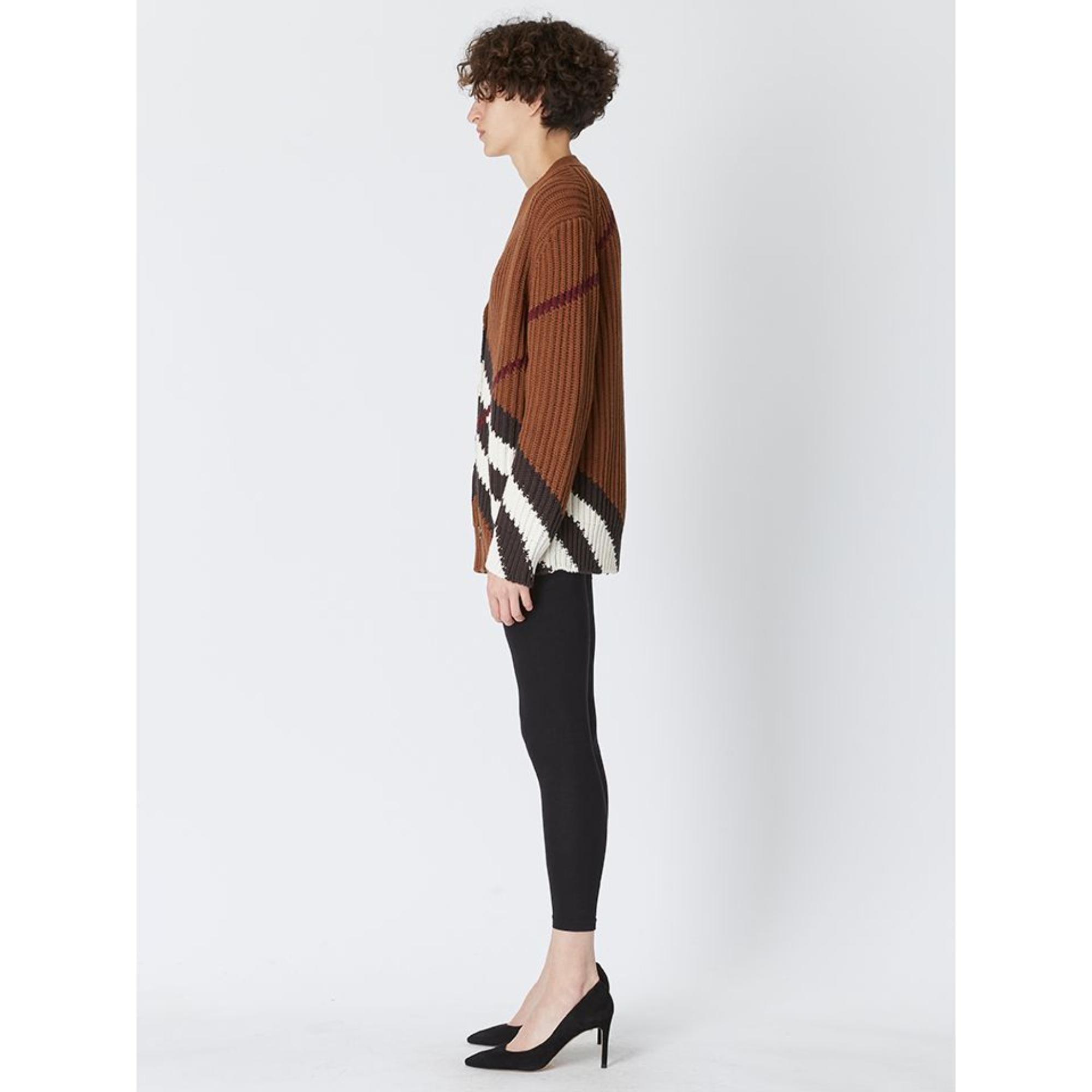 쉐브론 체크 캐시미어 코튼 카디건