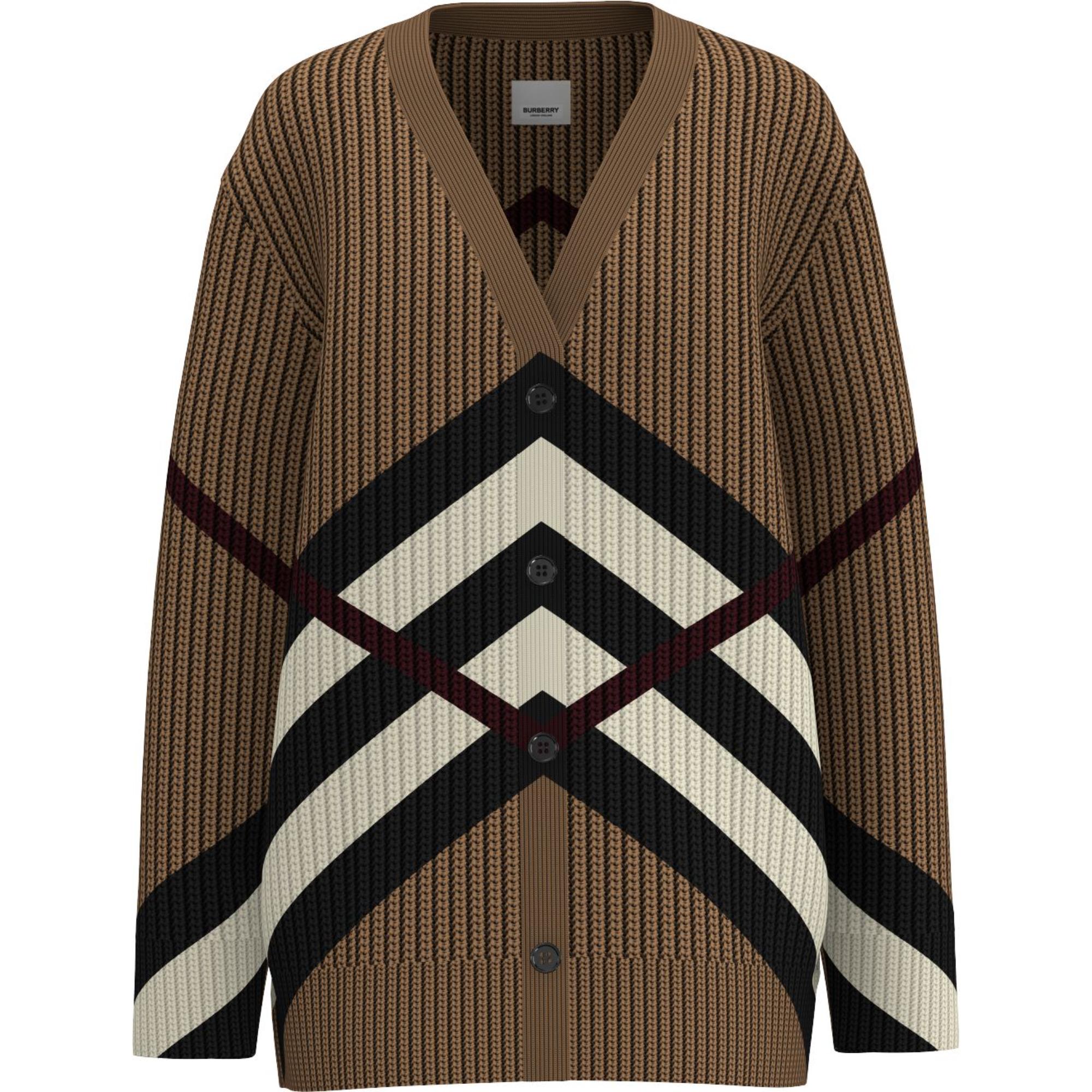 쉐브론 체크 캐시미어 코튼 카디건