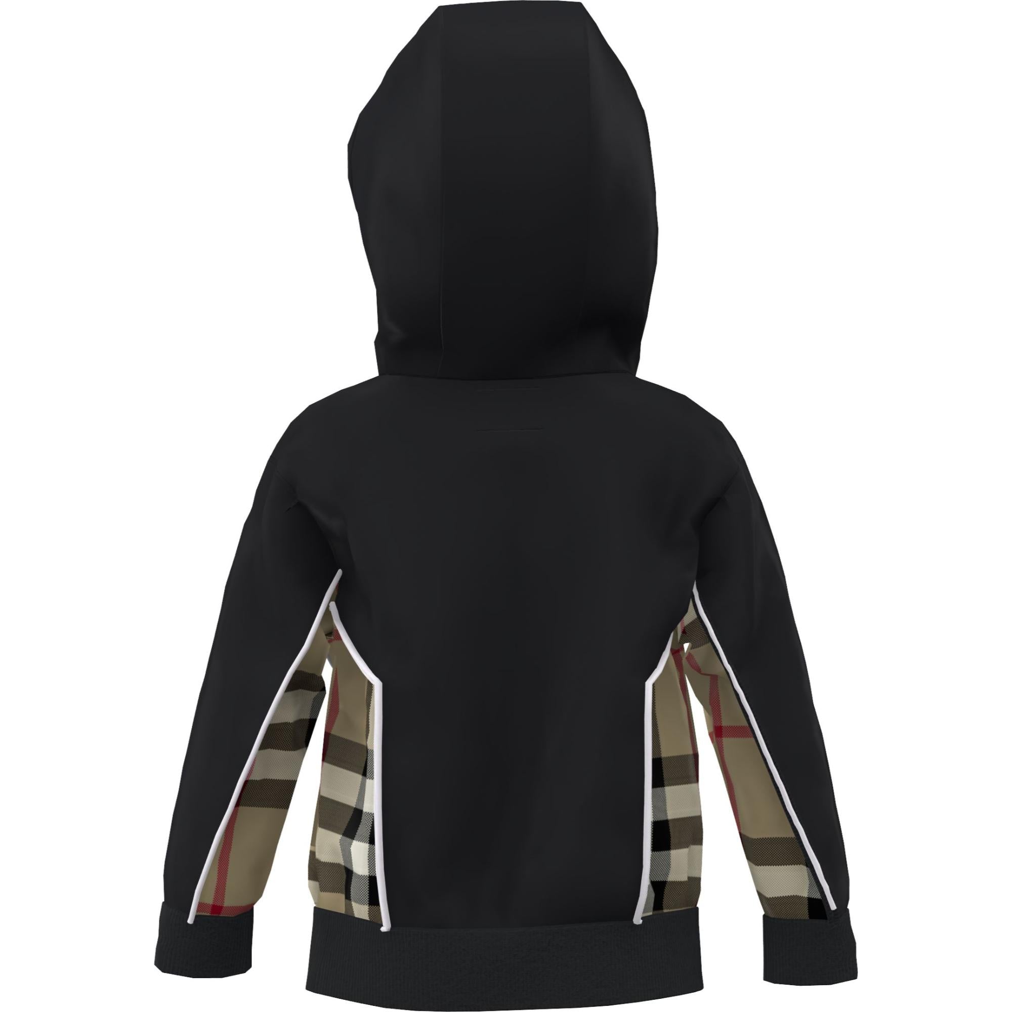 체크 패널 코튼 후드 톱