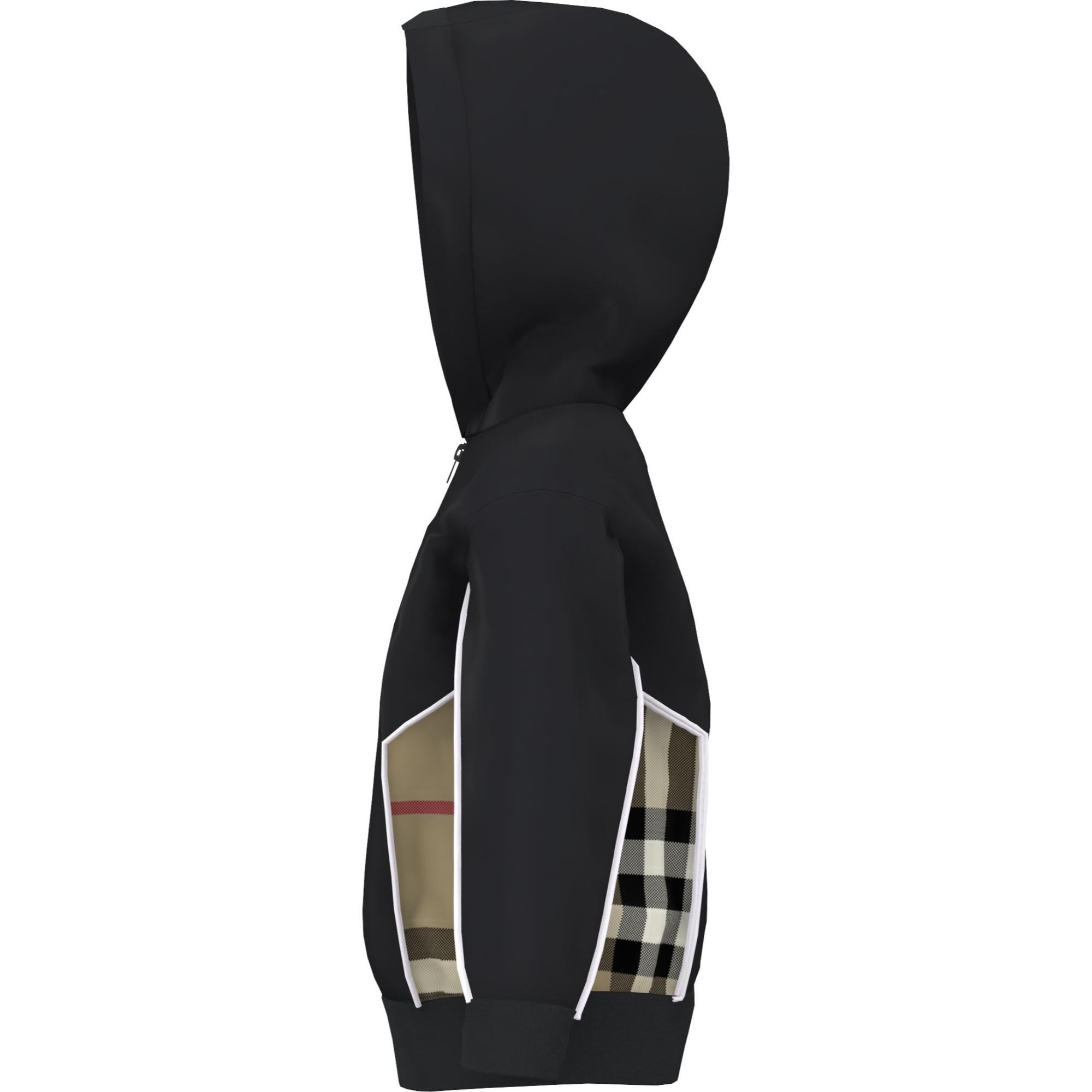 체크 패널 코튼 후드 톱