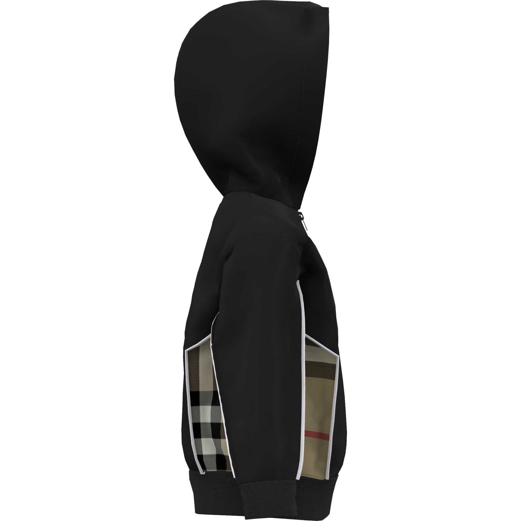 체크 패널 코튼 후드 톱