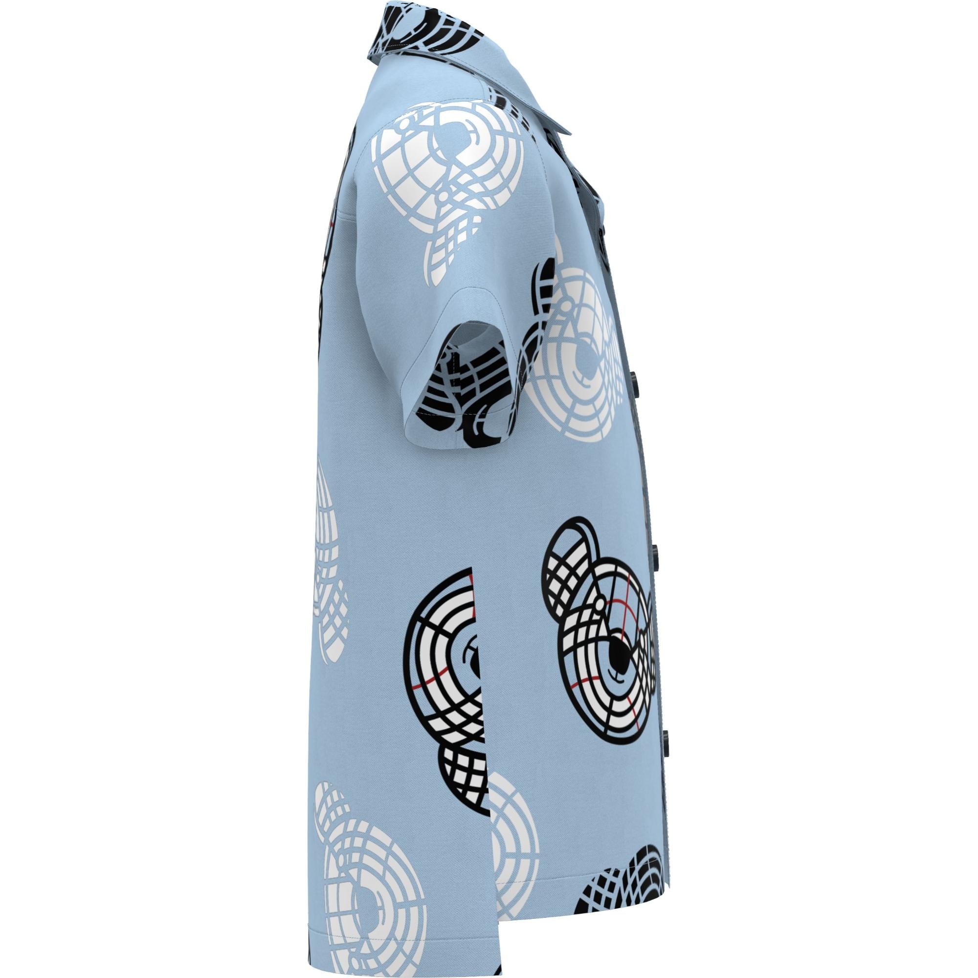 토마스 베어 프린트 스트레치 코튼 셔츠