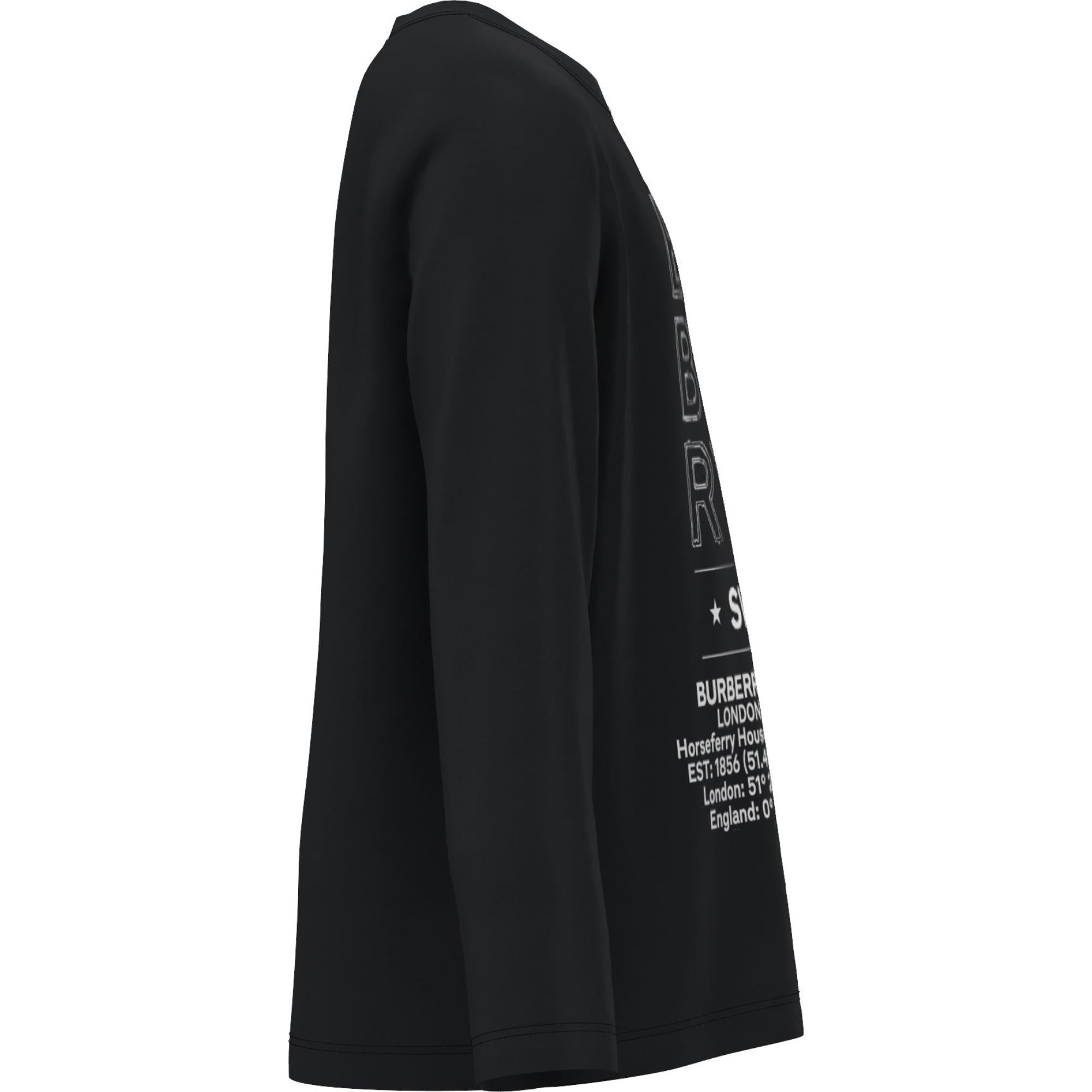 롱 슬리브 로고 스케치 프린트 코튼 톱