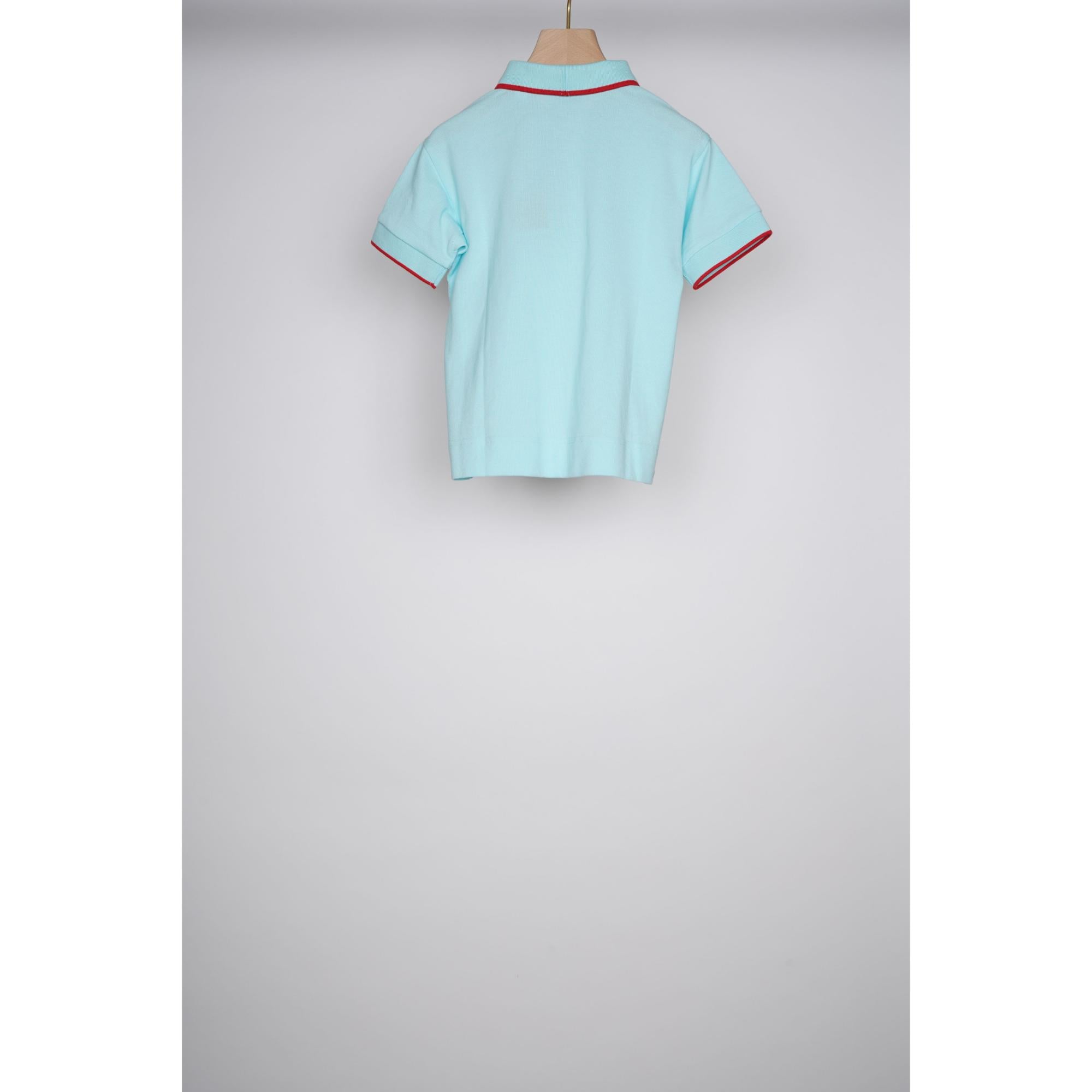 아이콘 스트라이프 디테일 코튼 지퍼 프런트 폴로셔츠