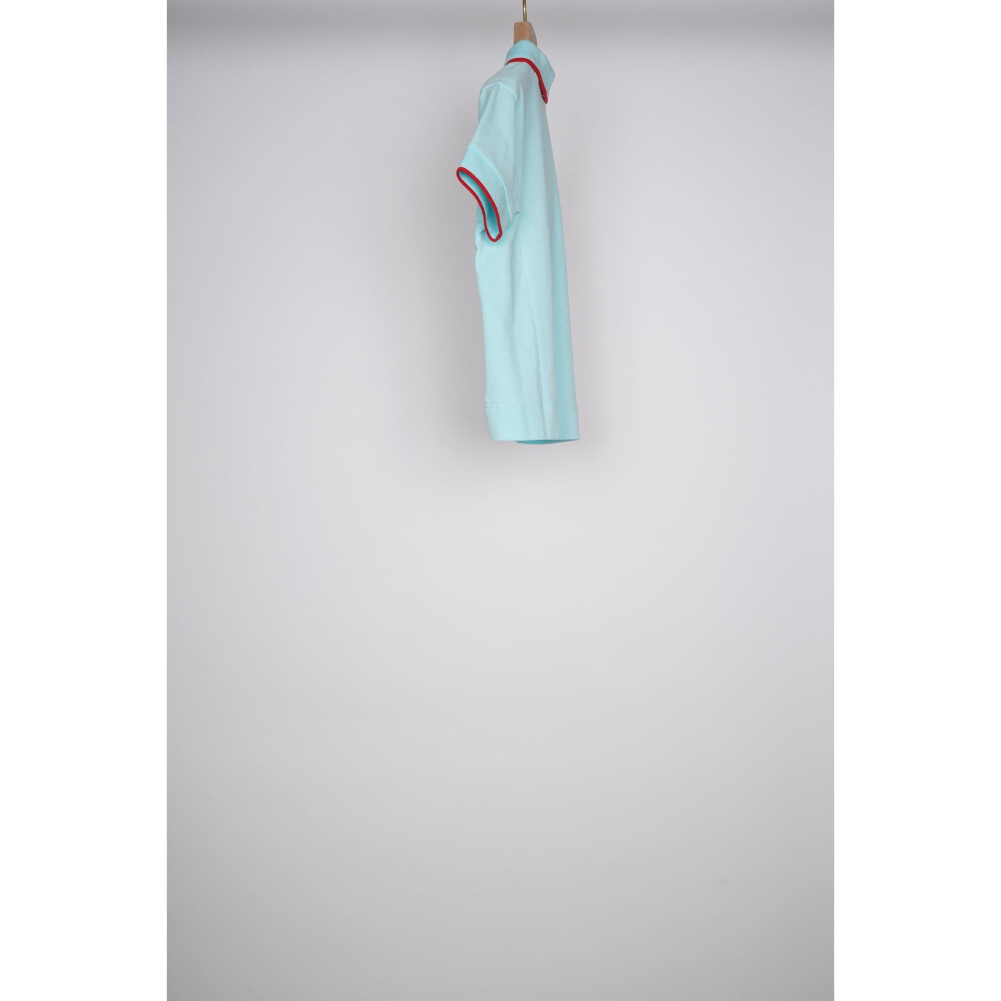 아이콘 스트라이프 디테일 코튼 지퍼 프런트 폴로셔츠