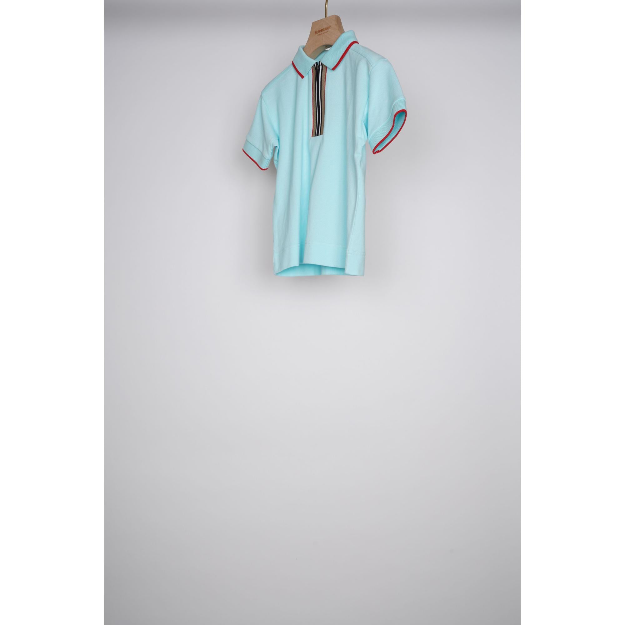 아이콘 스트라이프 디테일 코튼 지퍼 프런트 폴로셔츠