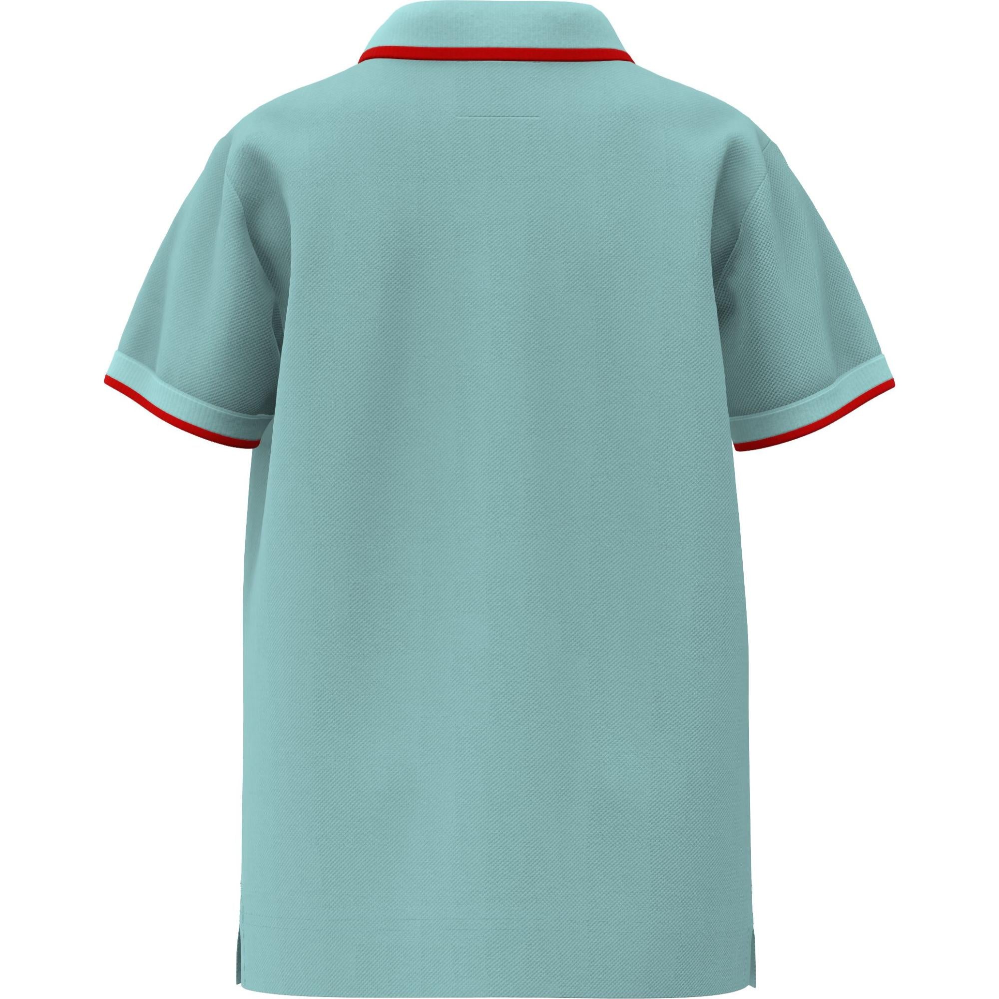 아이콘 스트라이프 디테일 코튼 지퍼 프런트 폴로셔츠