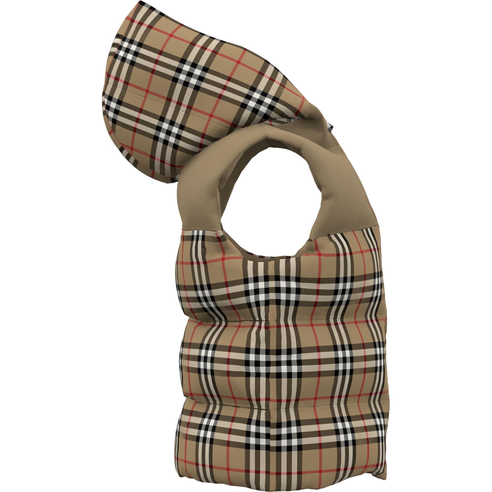 리버시블 체크 후드 퍼퍼 질레