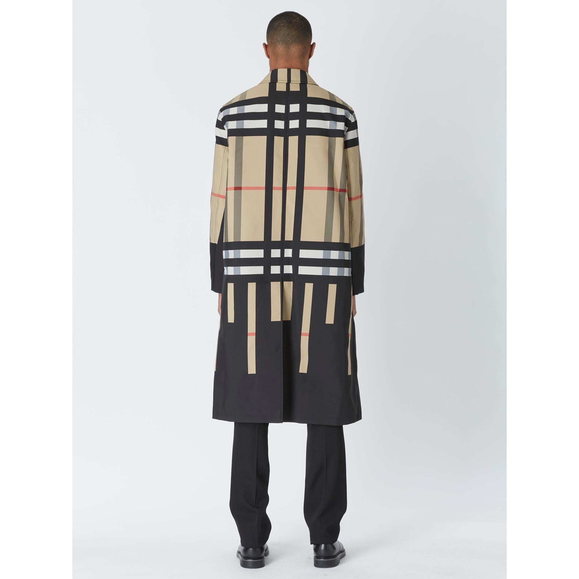 슬라이스 체크 나일론 카 코트