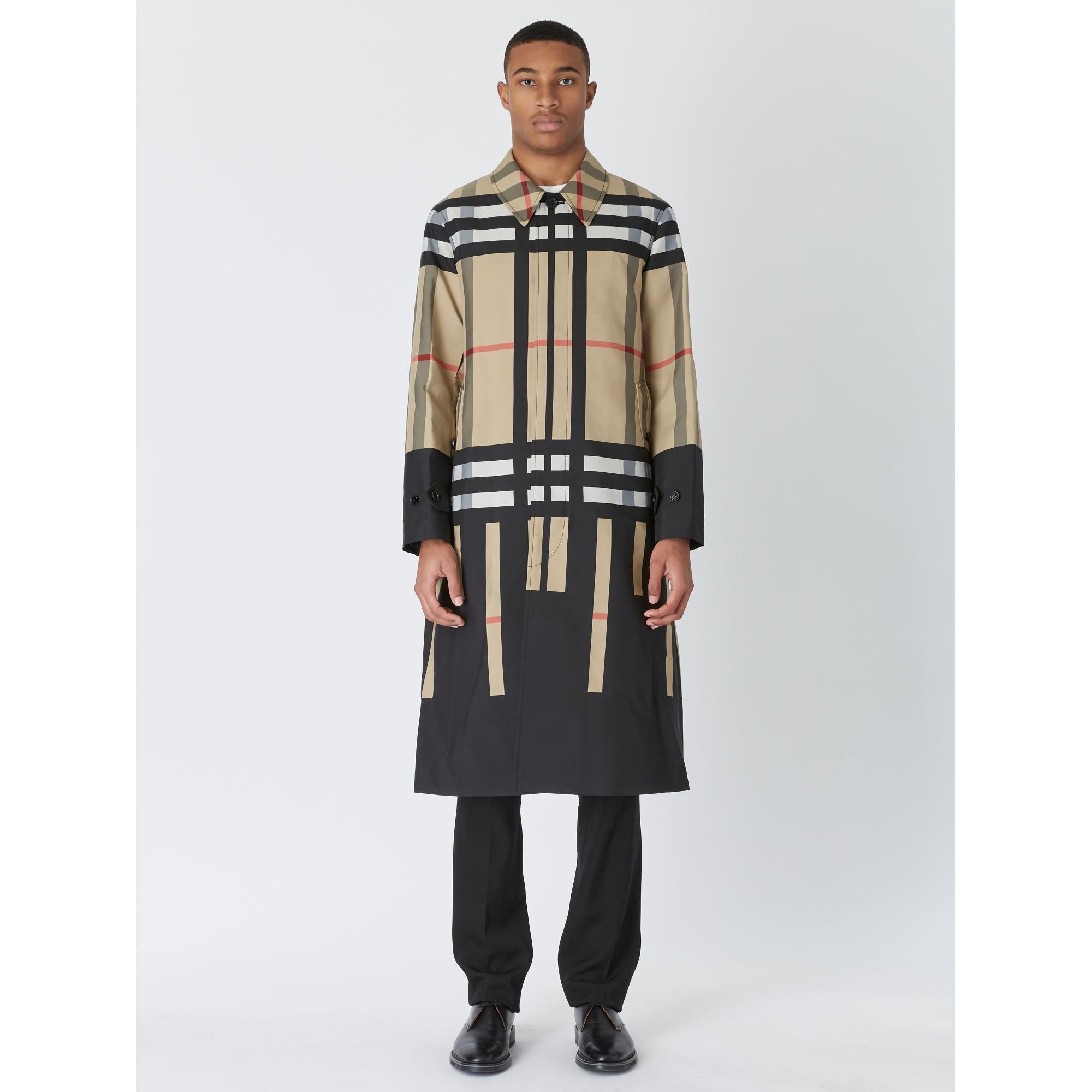 슬라이스 체크 나일론 카 코트