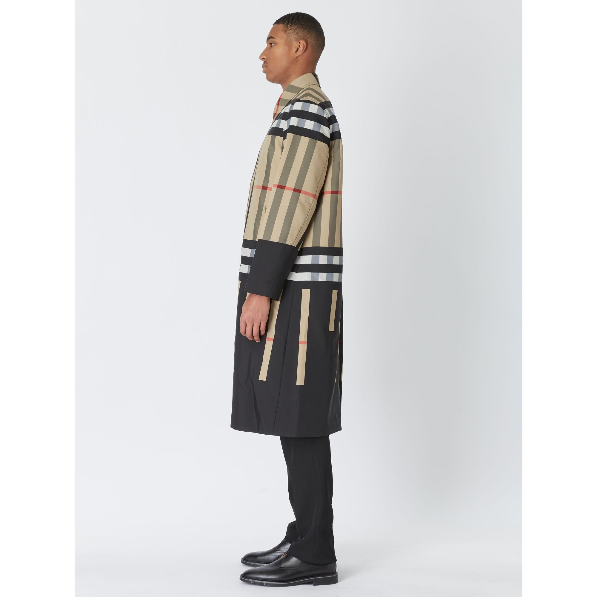 슬라이스 체크 나일론 카 코트