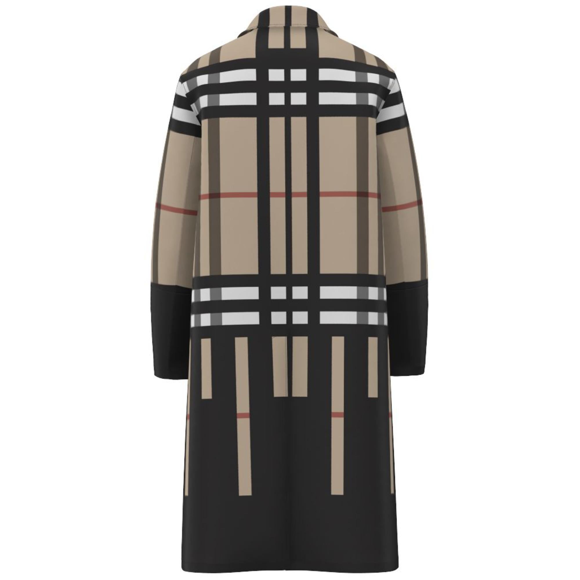 슬라이스 체크 나일론 카 코트