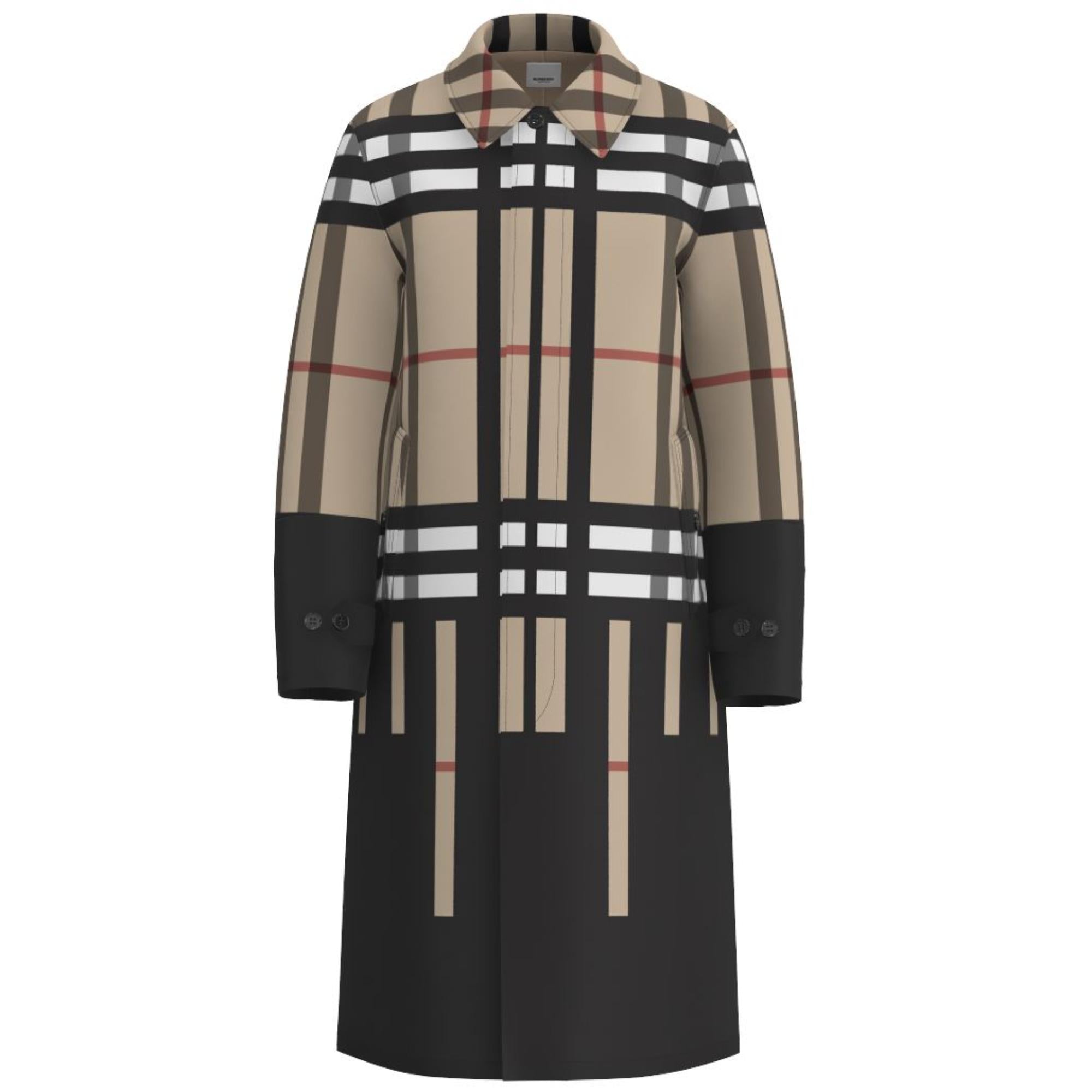 슬라이스 체크 나일론 카 코트