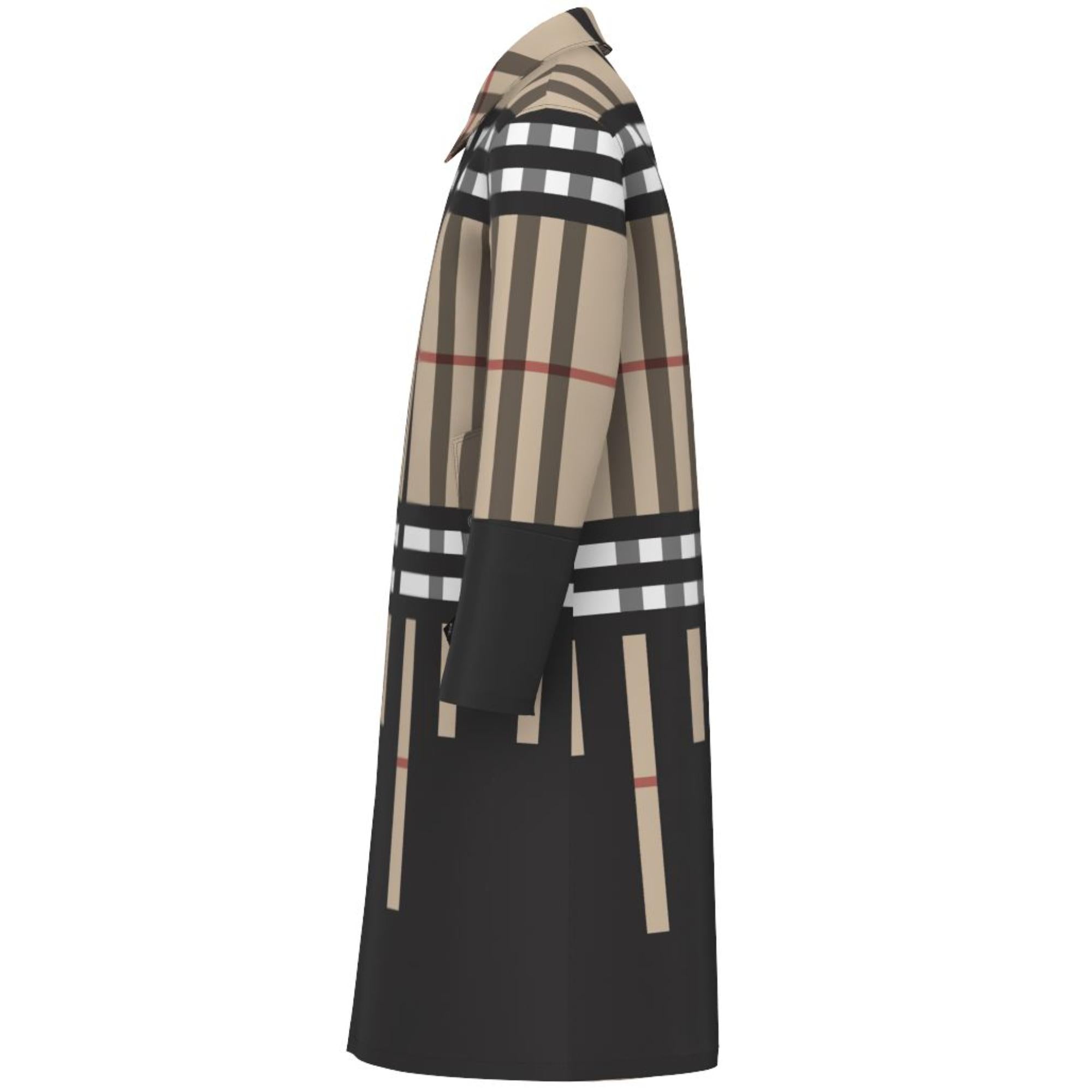 슬라이스 체크 나일론 카 코트