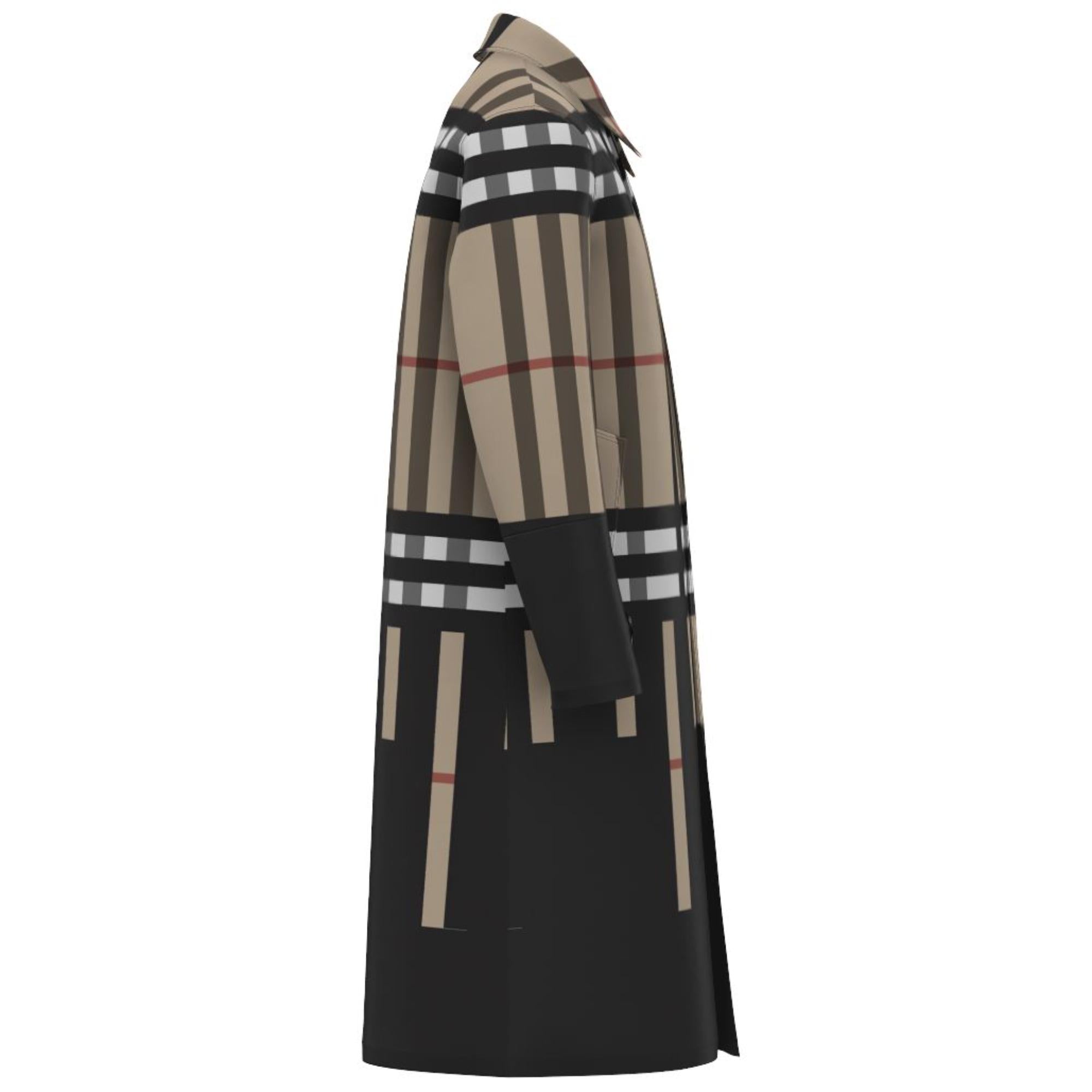 슬라이스 체크 나일론 카 코트