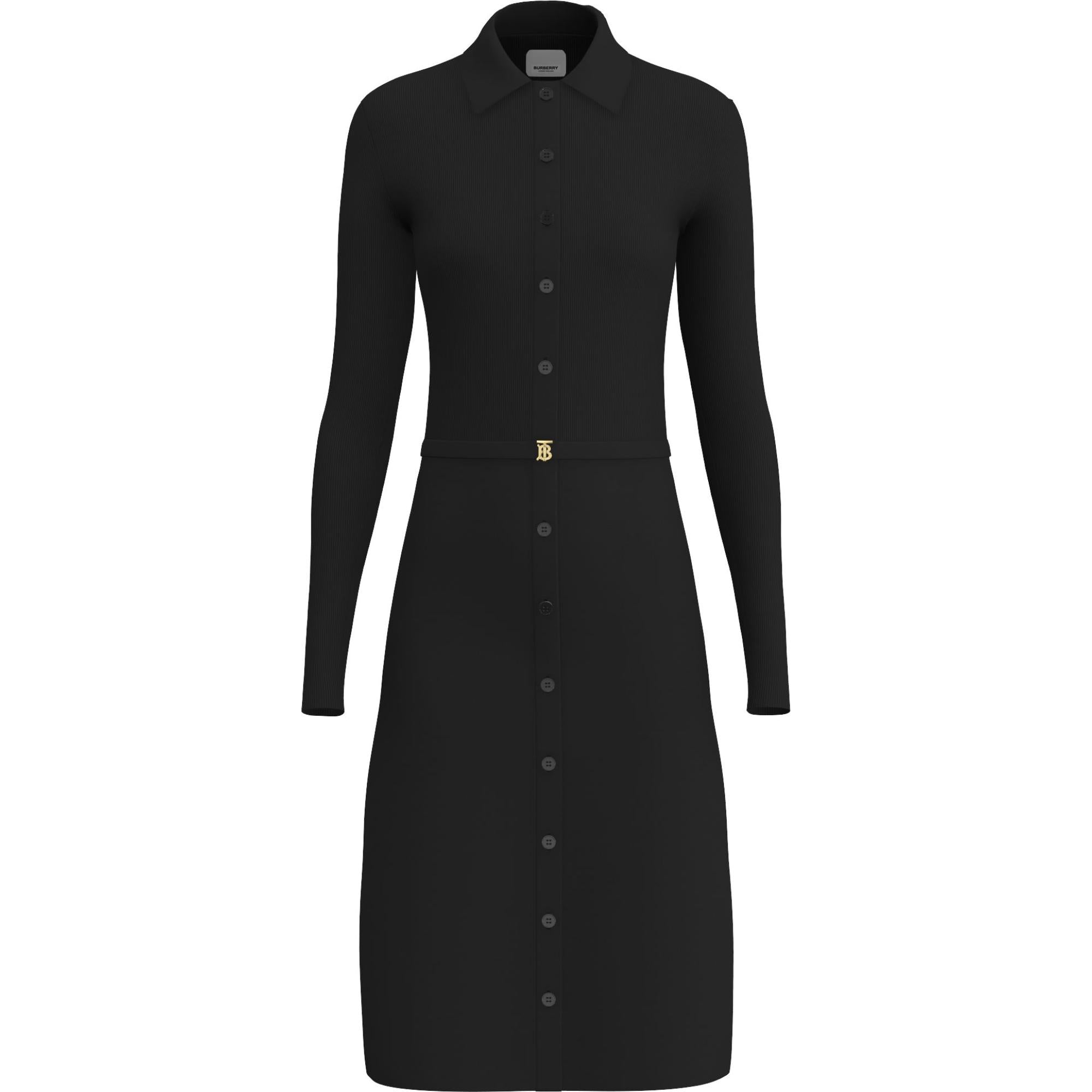 모노그램 모티프 리브 니트 울 드레스