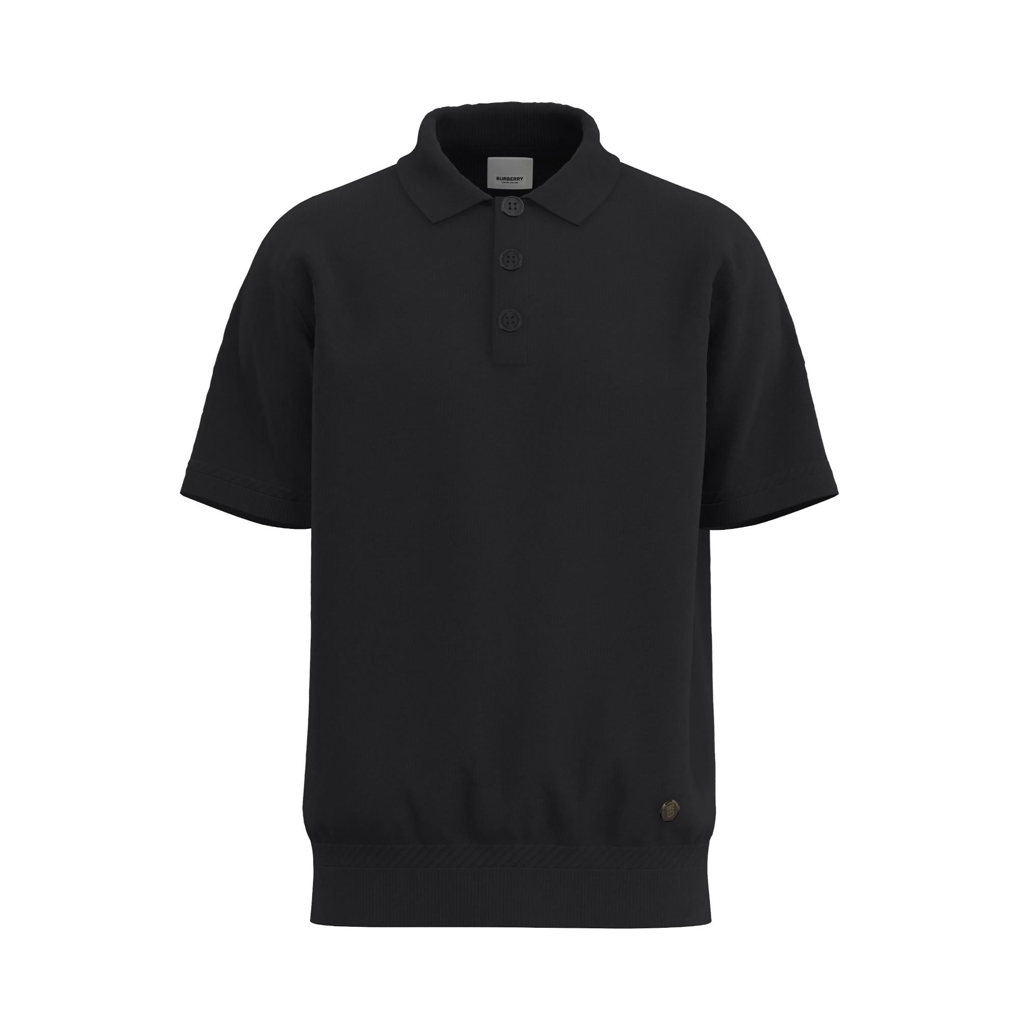 모노그램 모티프 울 실크 블렌드 폴로셔츠