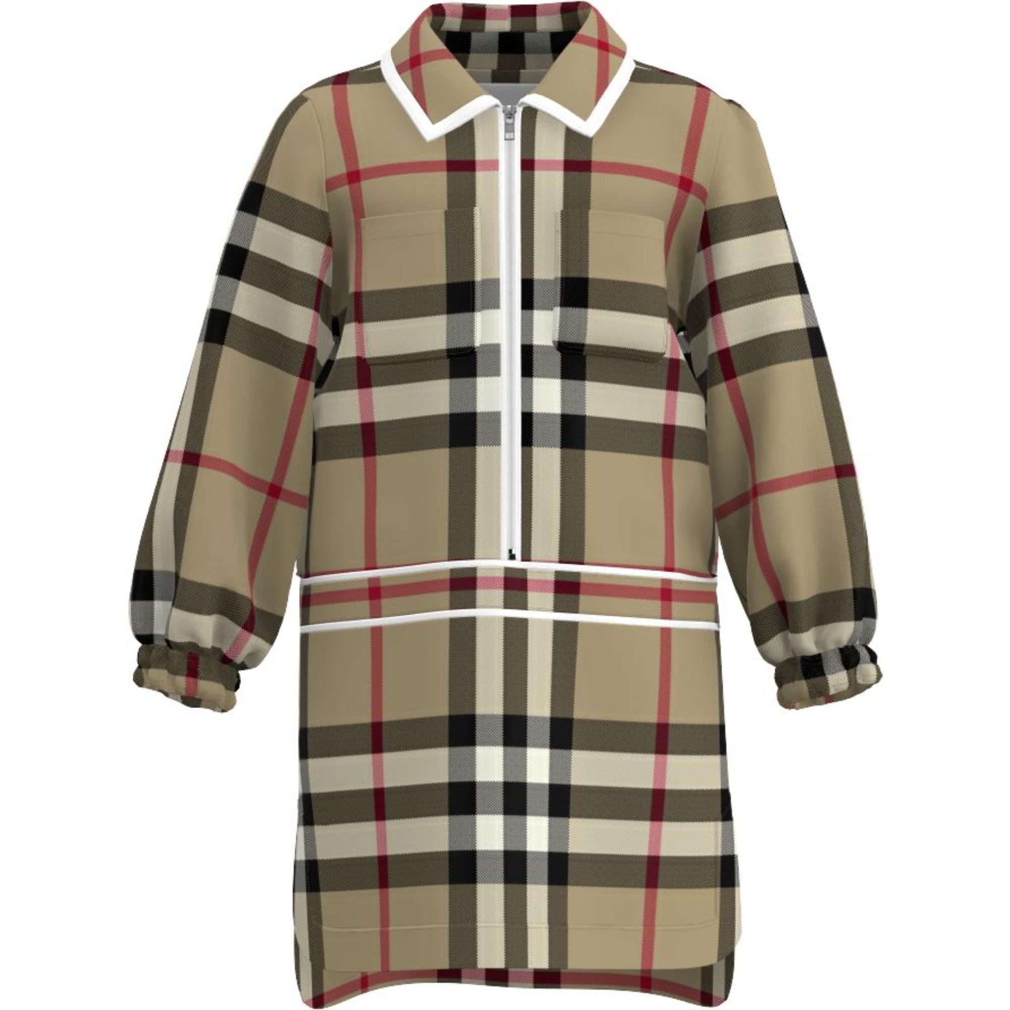 체크 스트레치 코튼 셔츠 드레스