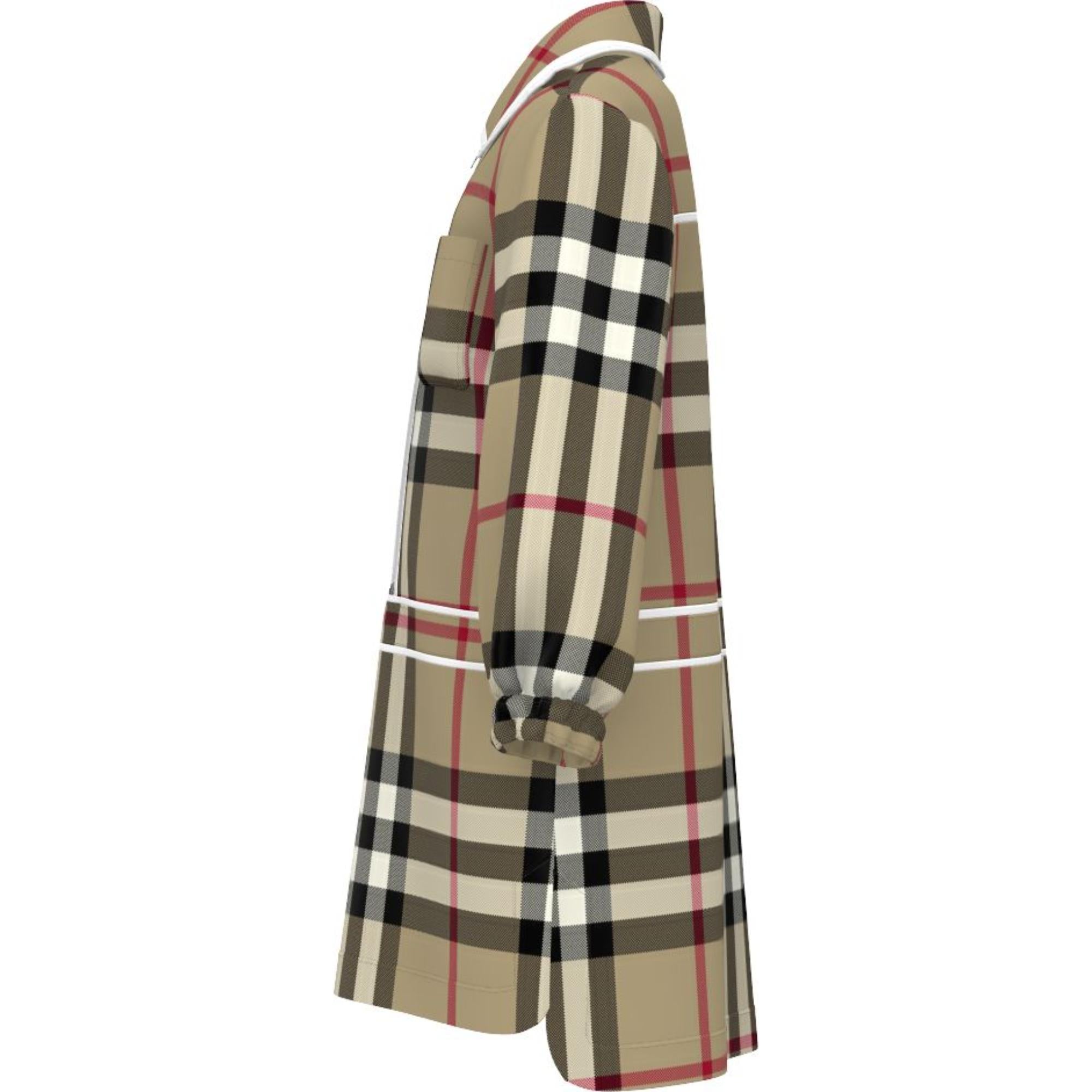 체크 스트레치 코튼 셔츠 드레스