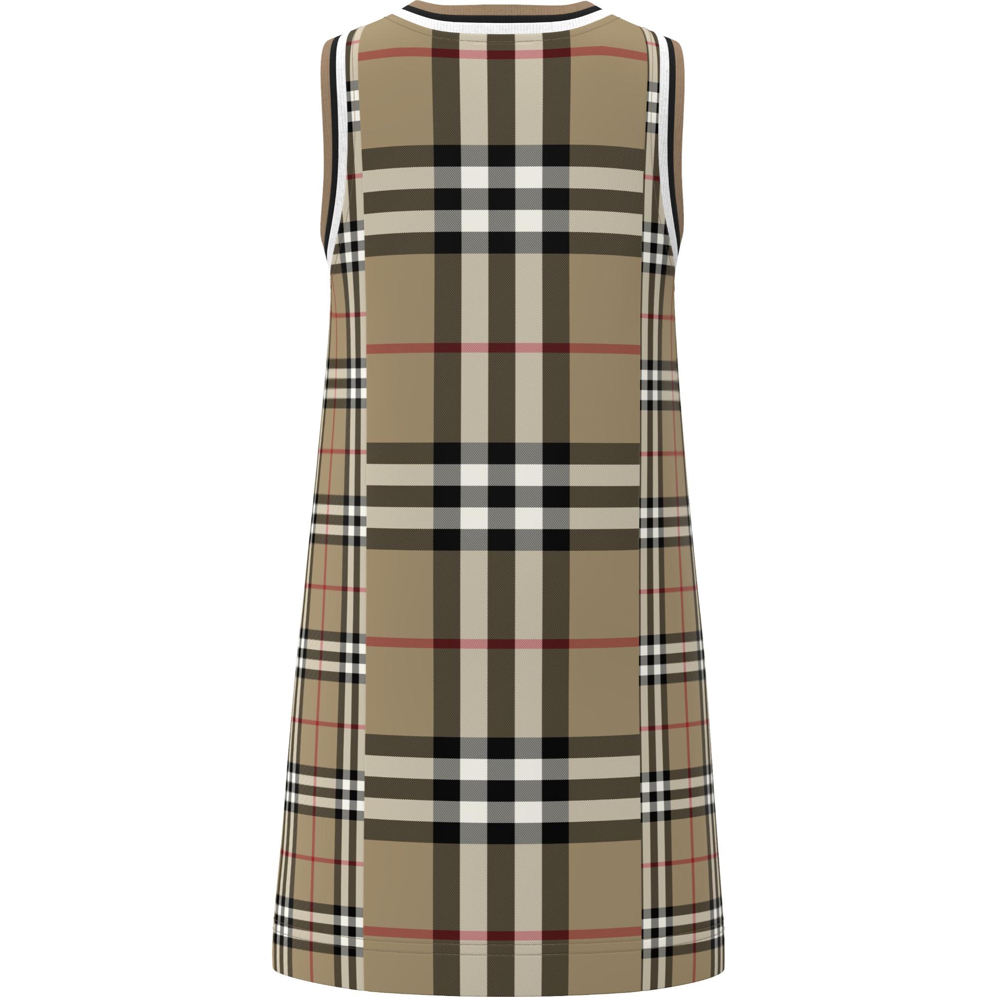 컨트라스트 체크 메시 드레스