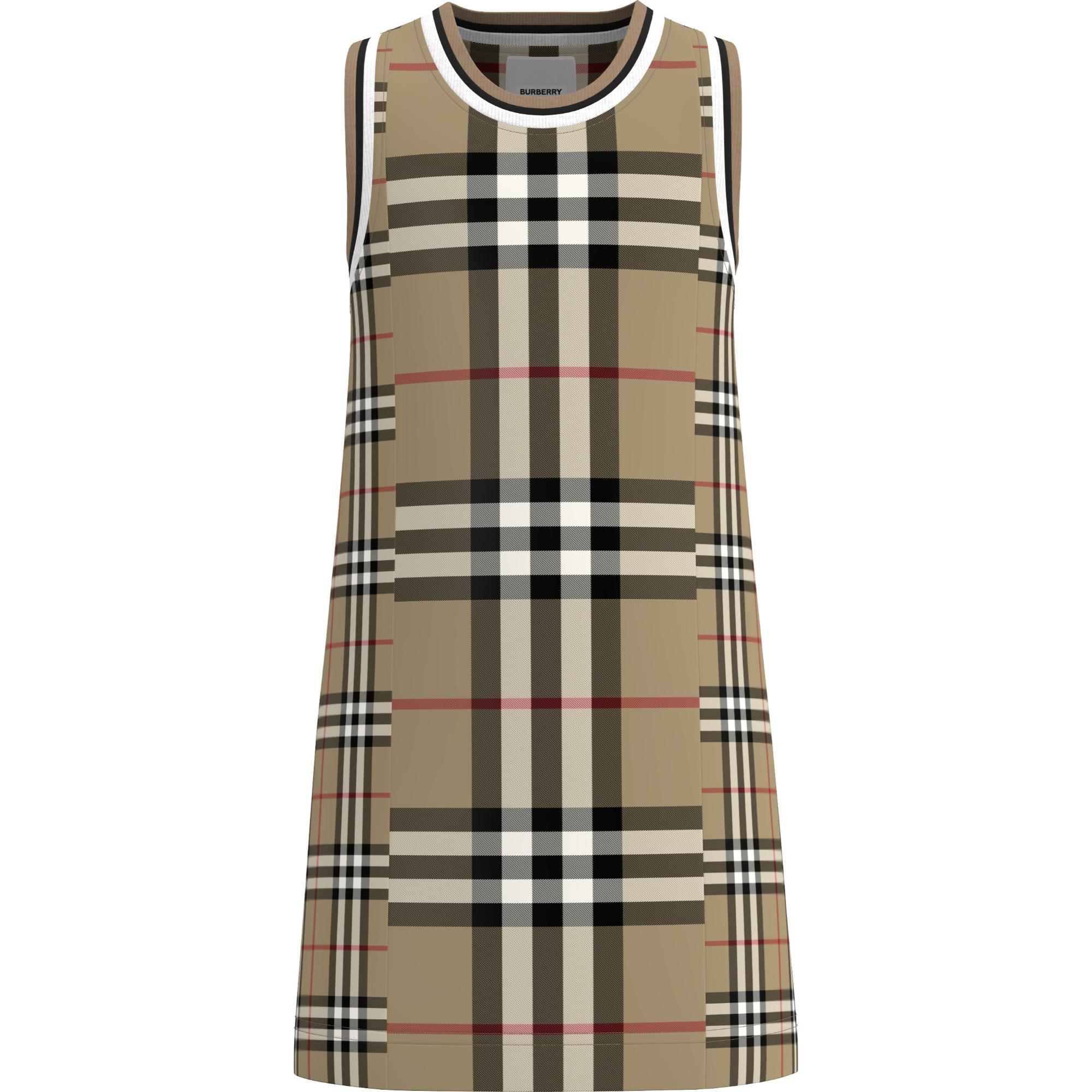 컨트라스트 체크 메시 드레스