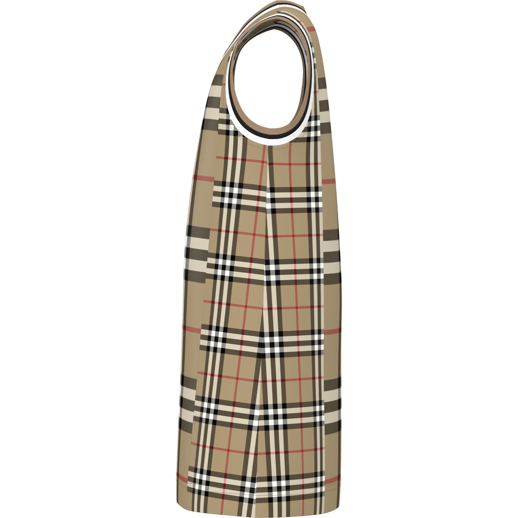 컨트라스트 체크 메시 드레스