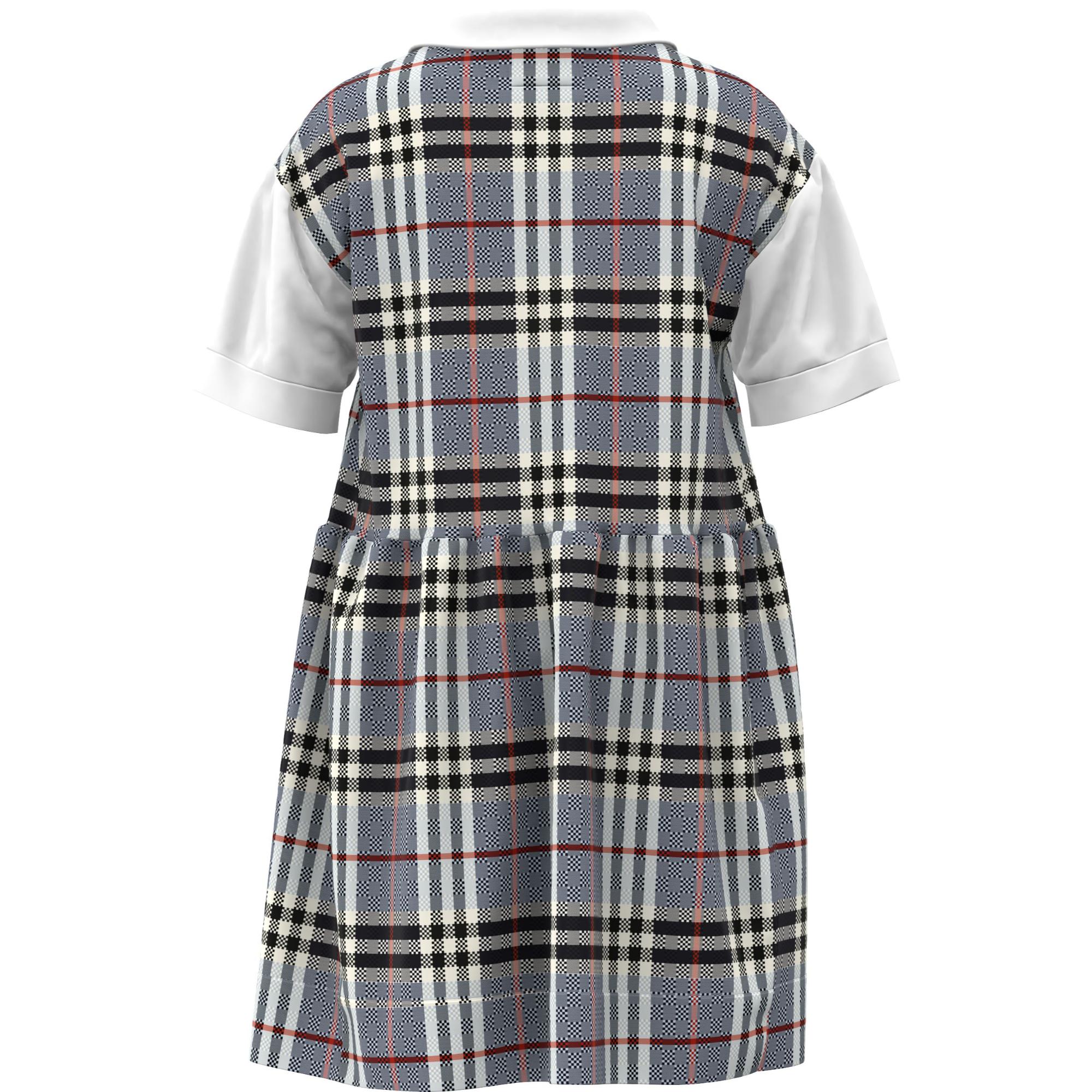 체커보드 패널 스트레치 코튼 폴로셔츠 드레스