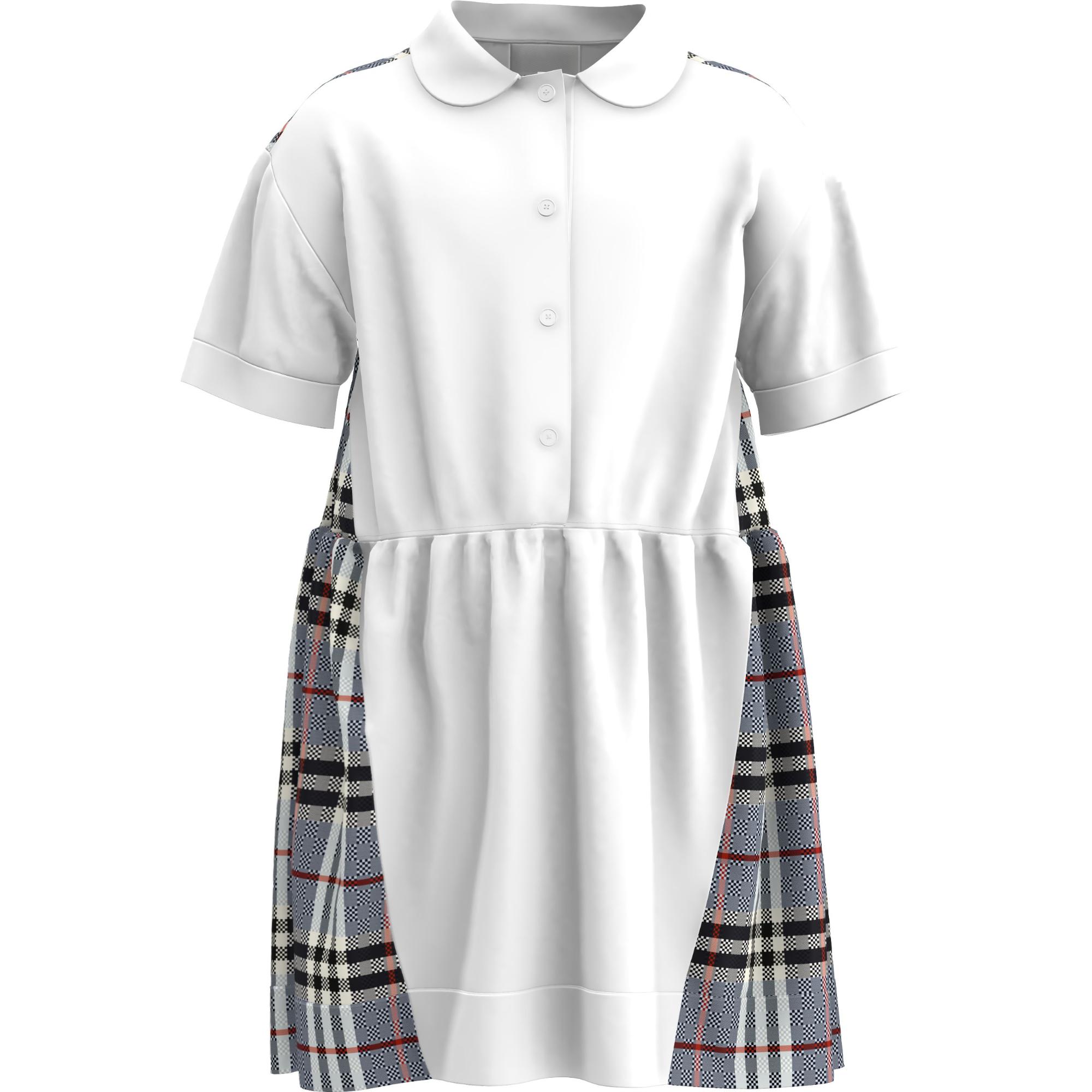 체커보드 패널 스트레치 코튼 폴로셔츠 드레스