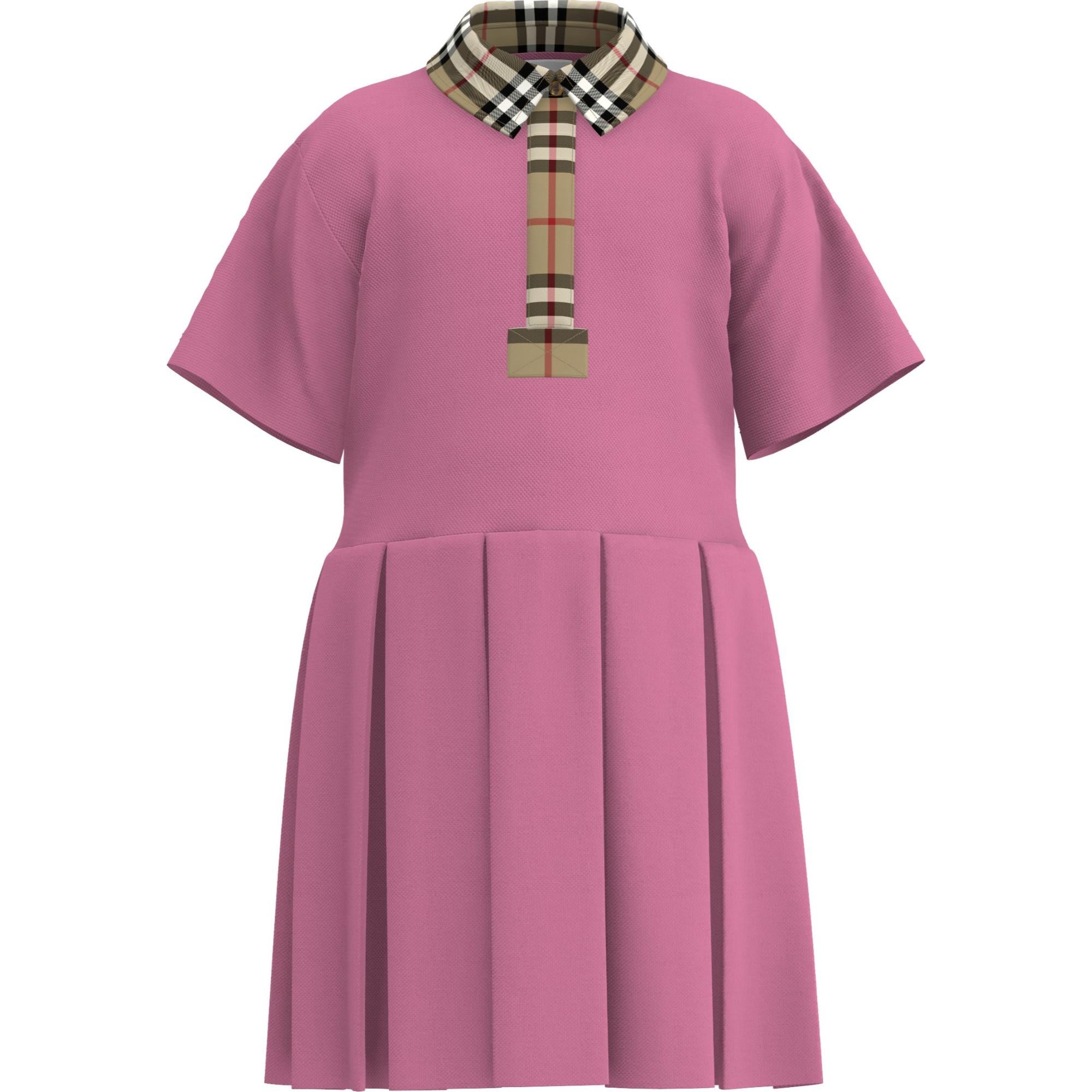 빈티지 체크 트리밍 코튼 폴로셔츠 드레스