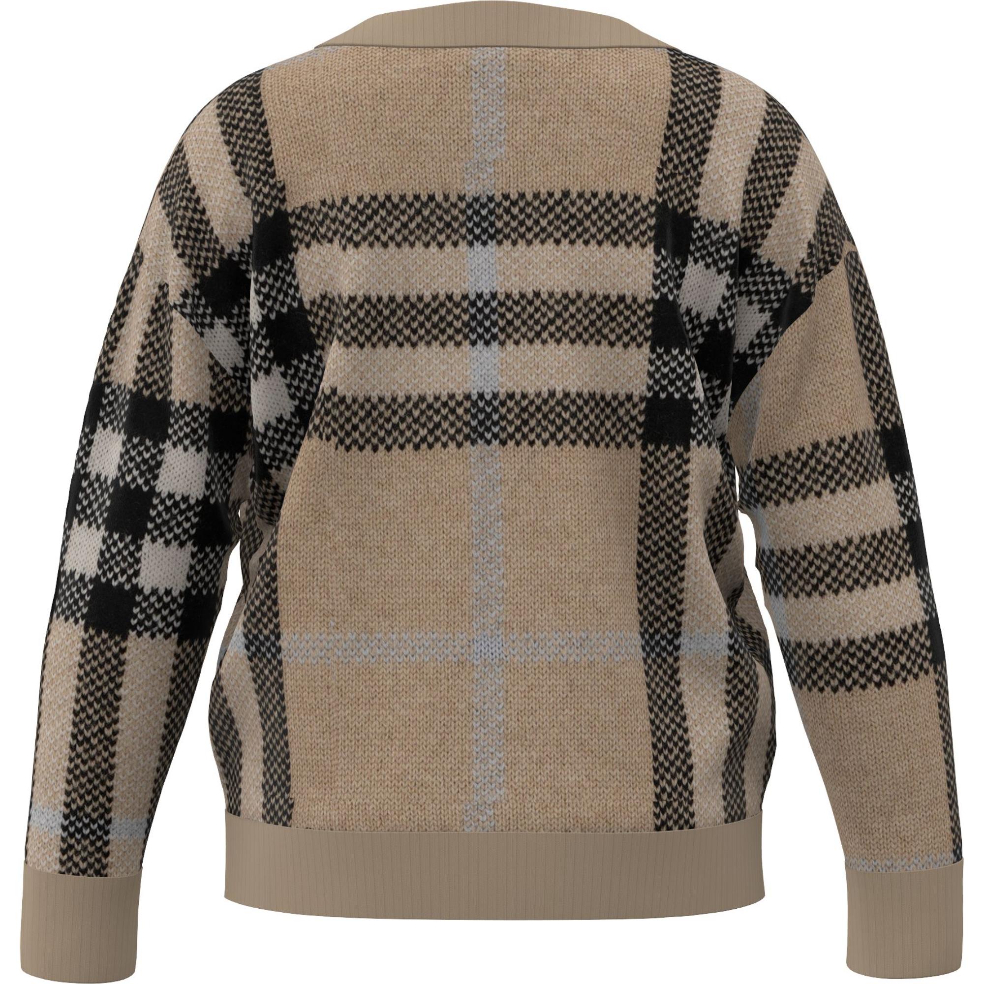 체크 울 캐시미어 블렌드 자카드 카디건