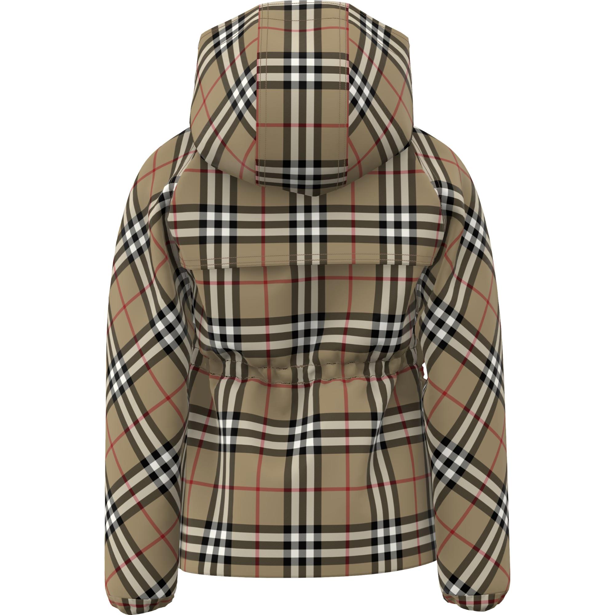 빈티지 체크 코튼 후드 재킷