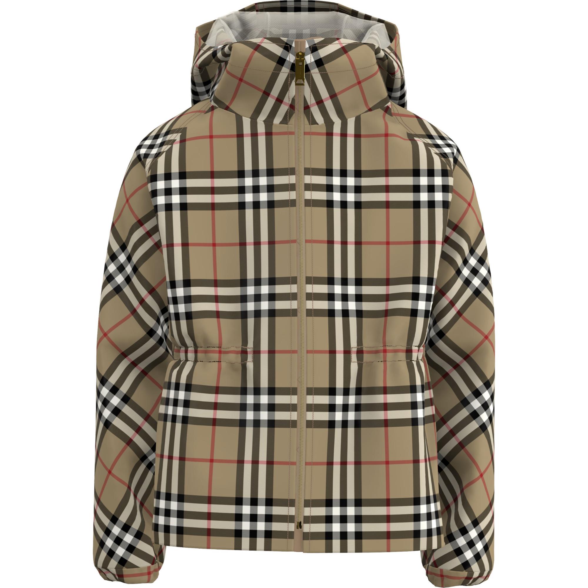 빈티지 체크 코튼 후드 재킷