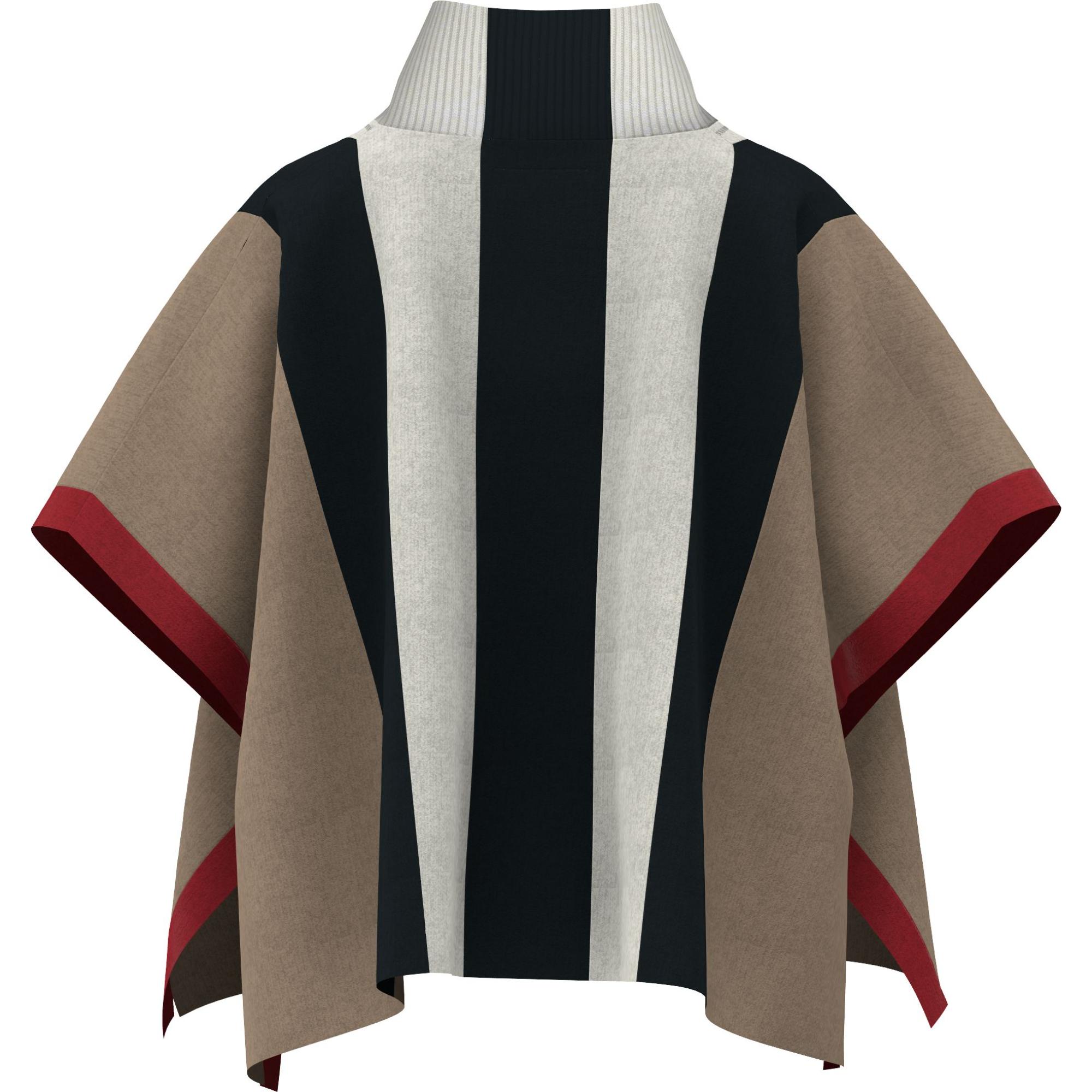 스트라이프 울 지퍼 프런트 케이프