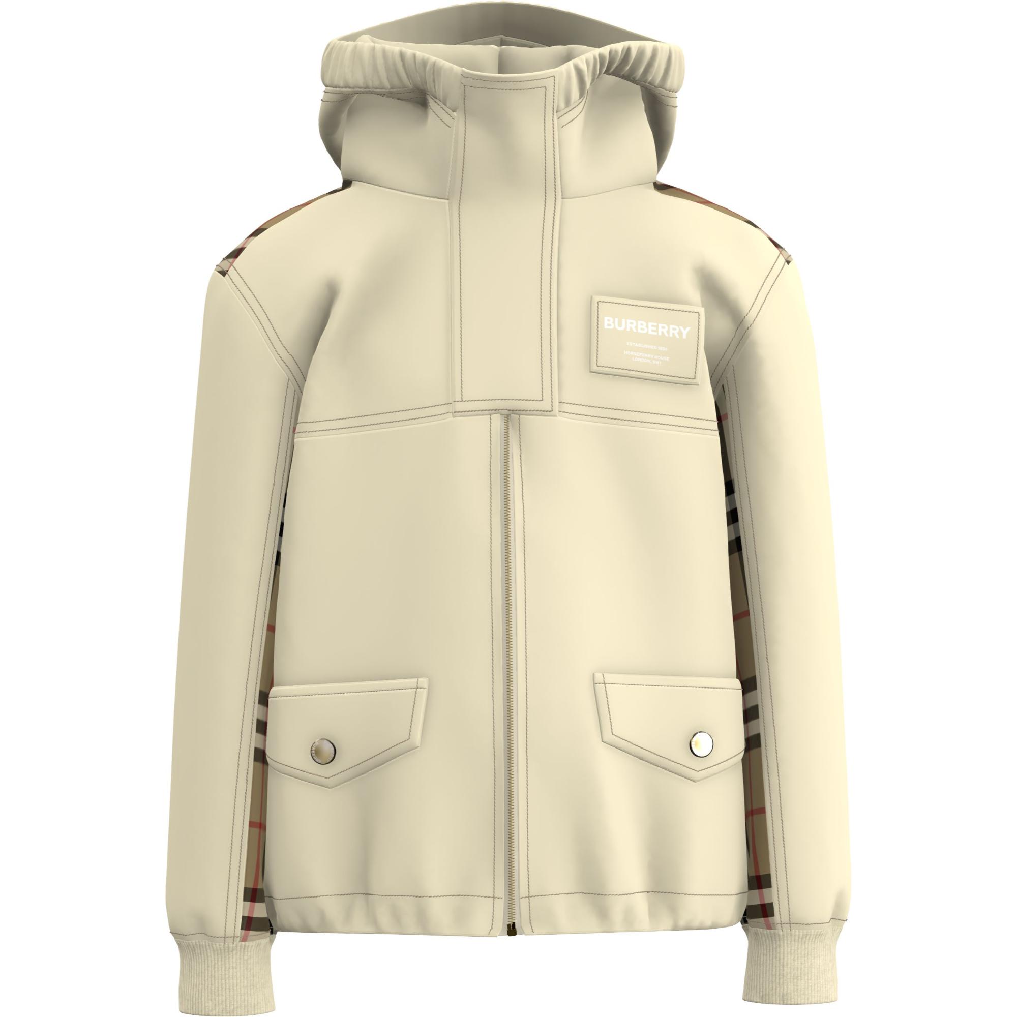 체크 패널 코튼 블렌드 후드 재킷