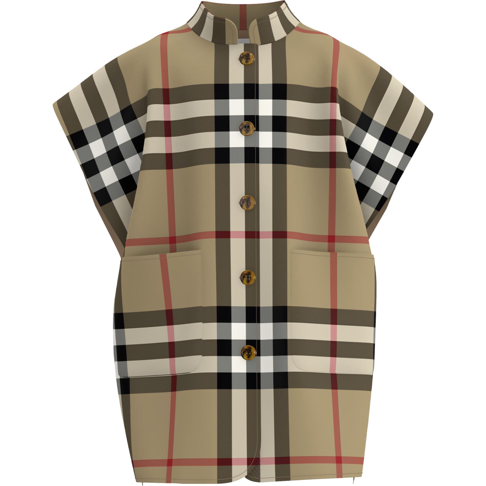 리버시블 빈티지 체크 울 자카드 케이프