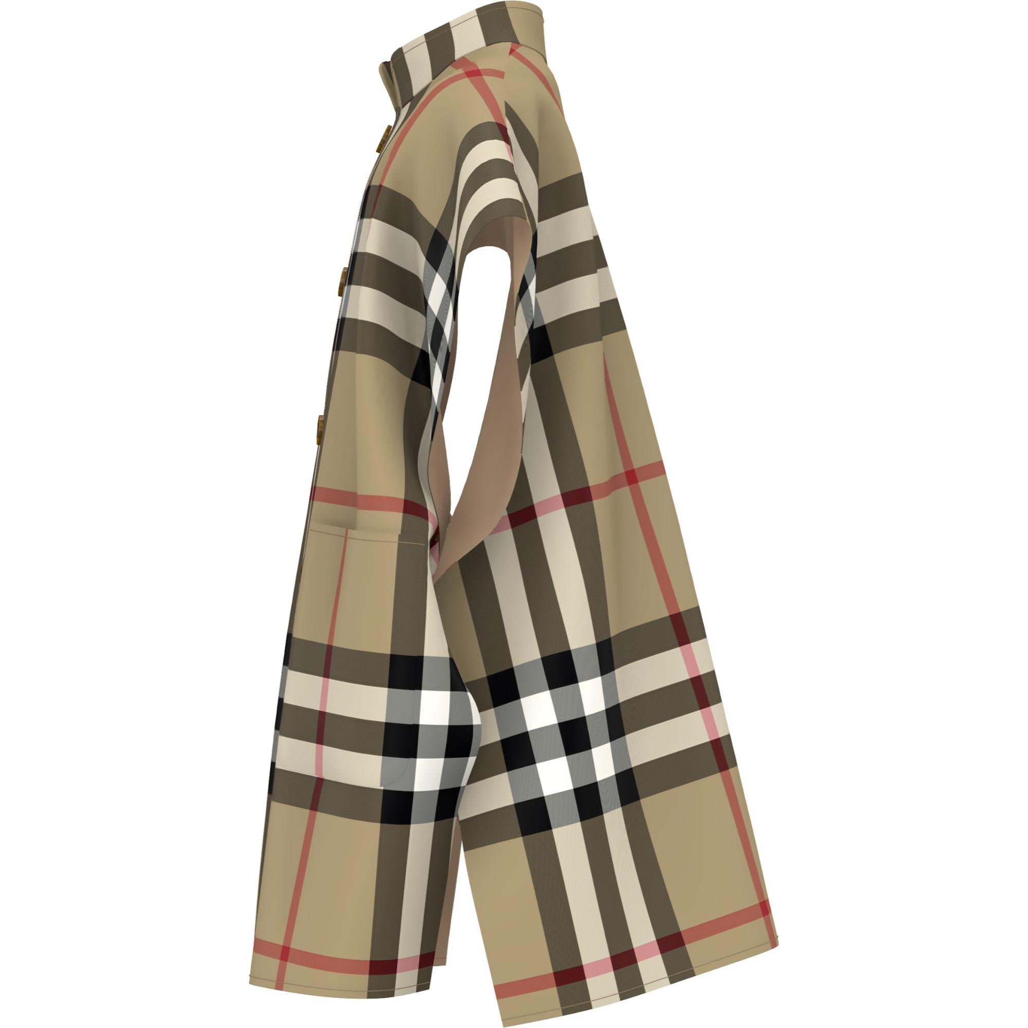 리버시블 빈티지 체크 울 자카드 케이프