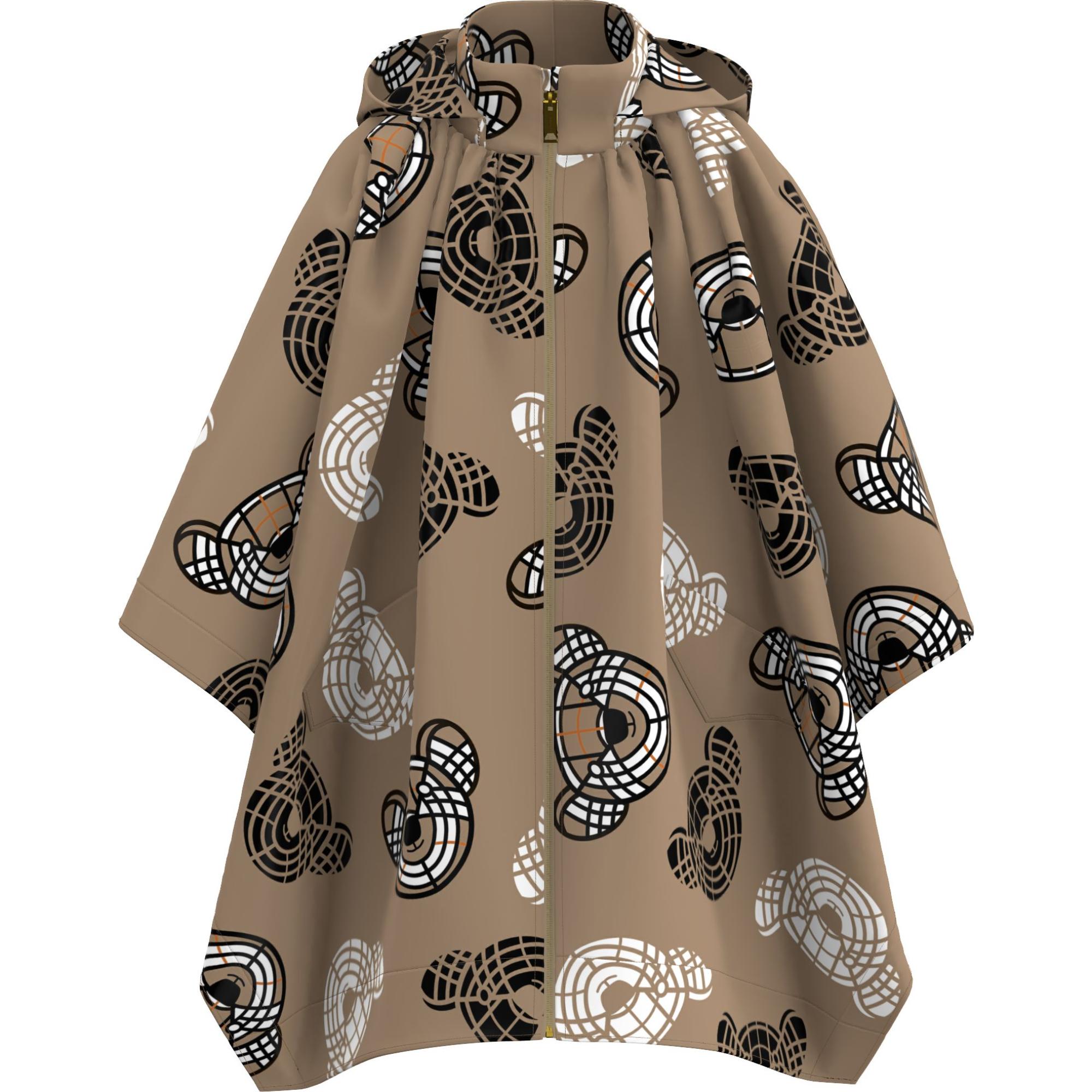 디태처블 후드 토마스 베어 프린트 케이프