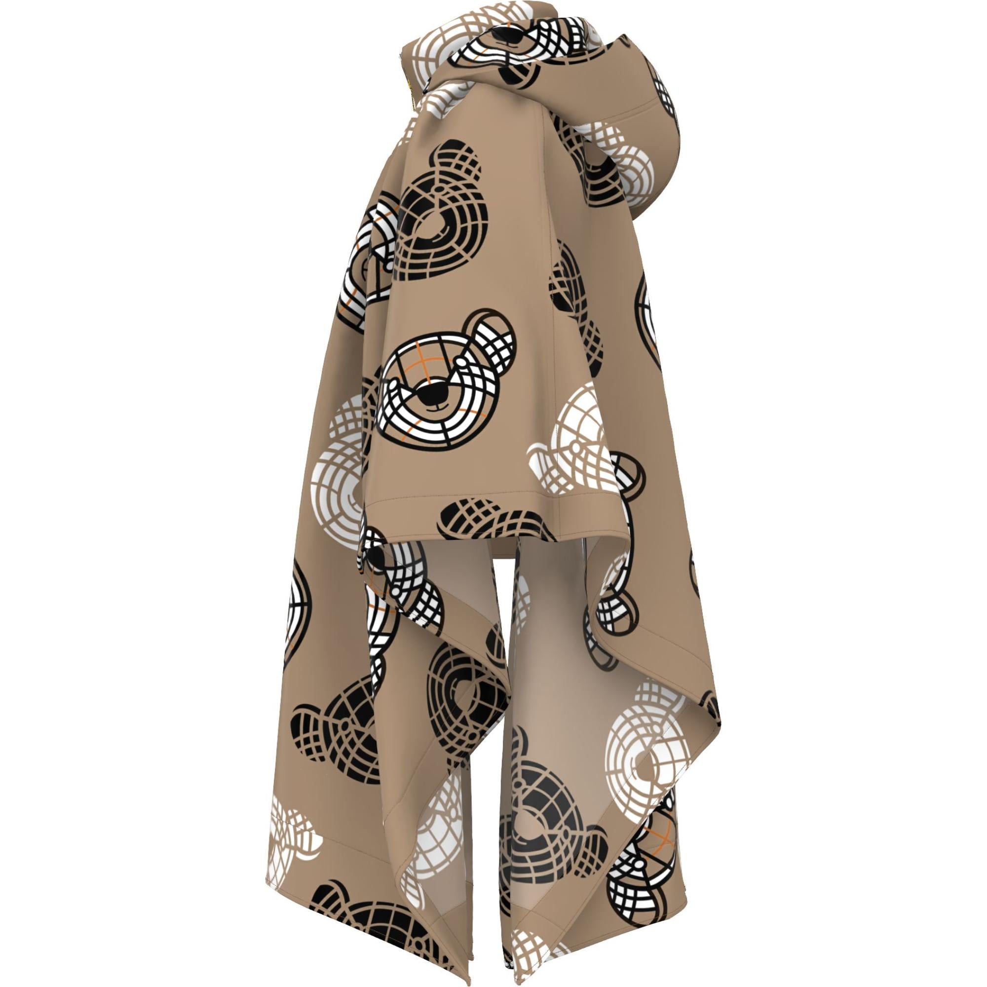 디태처블 후드 토마스 베어 프린트 케이프