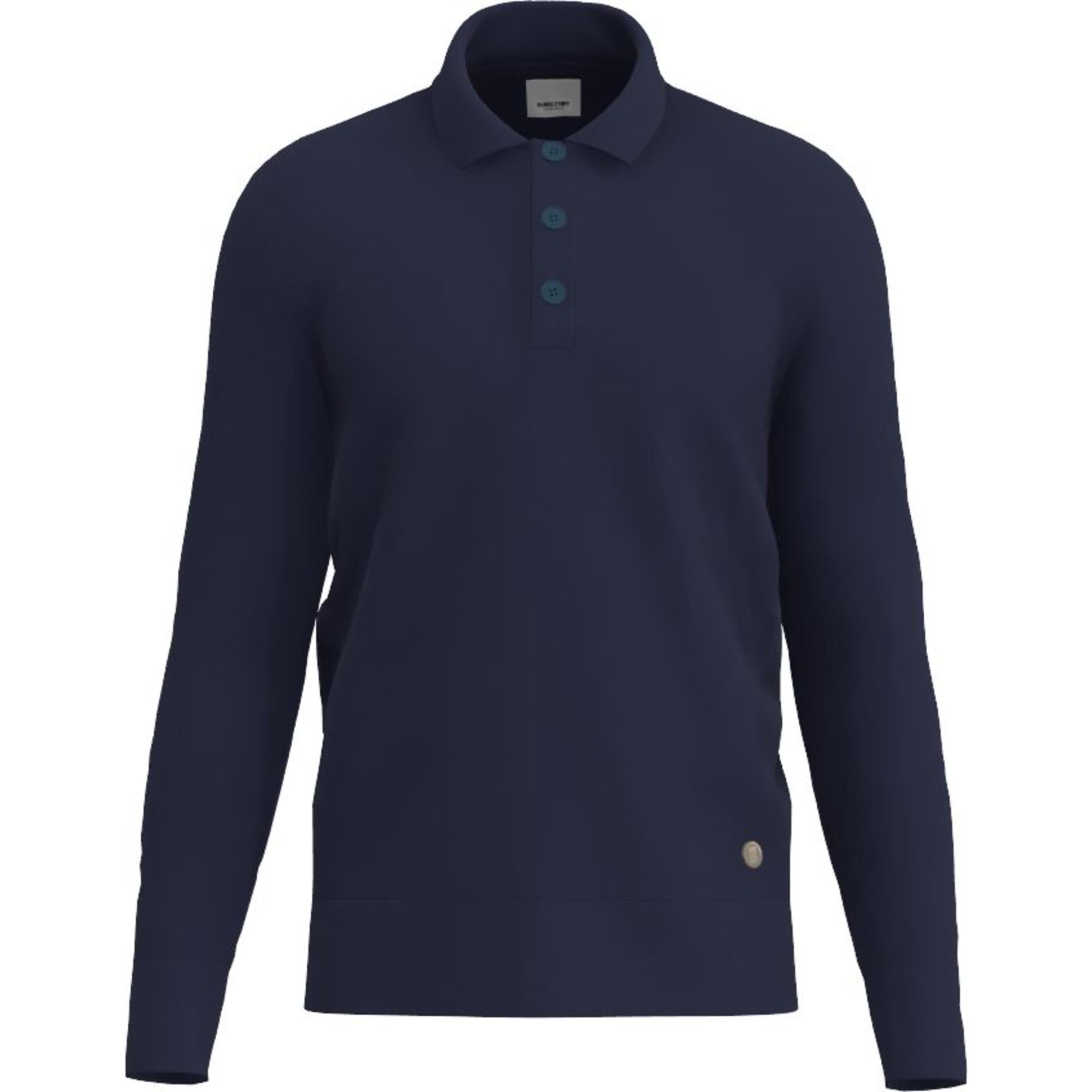 롱 슬리브 모노그램 모티프 울 블렌드 폴로셔츠